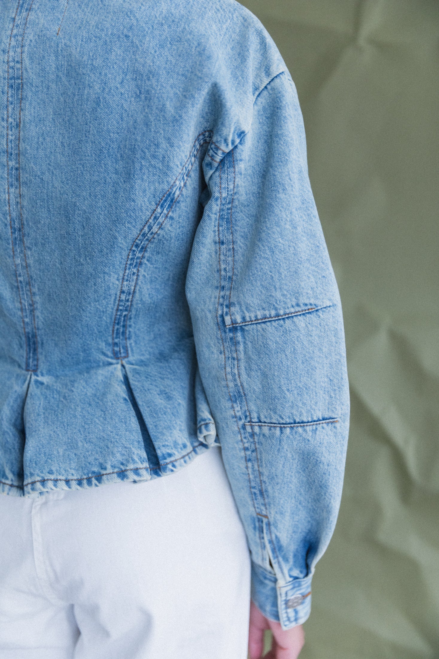 PEPLUM ZIP JACKET IN CANYON DENIM