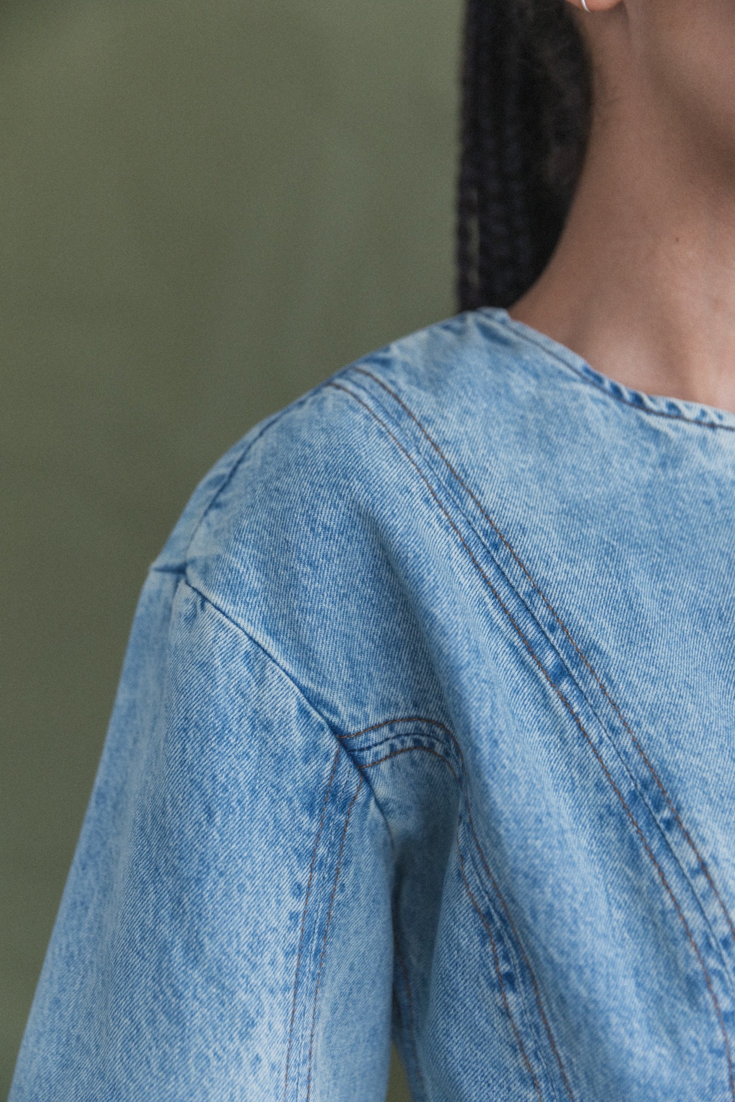 PEPLUM ZIP JACKET IN CANYON DENIM