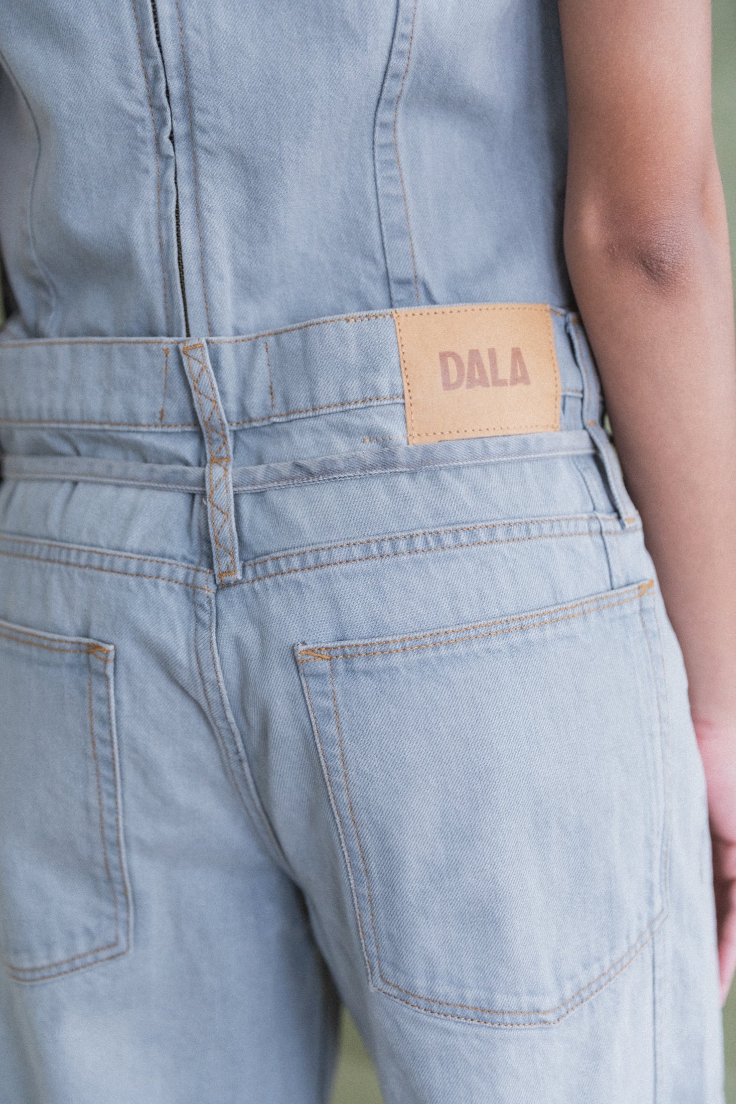 TIE FRONT SLING JEANS IN LUNAR DENIM