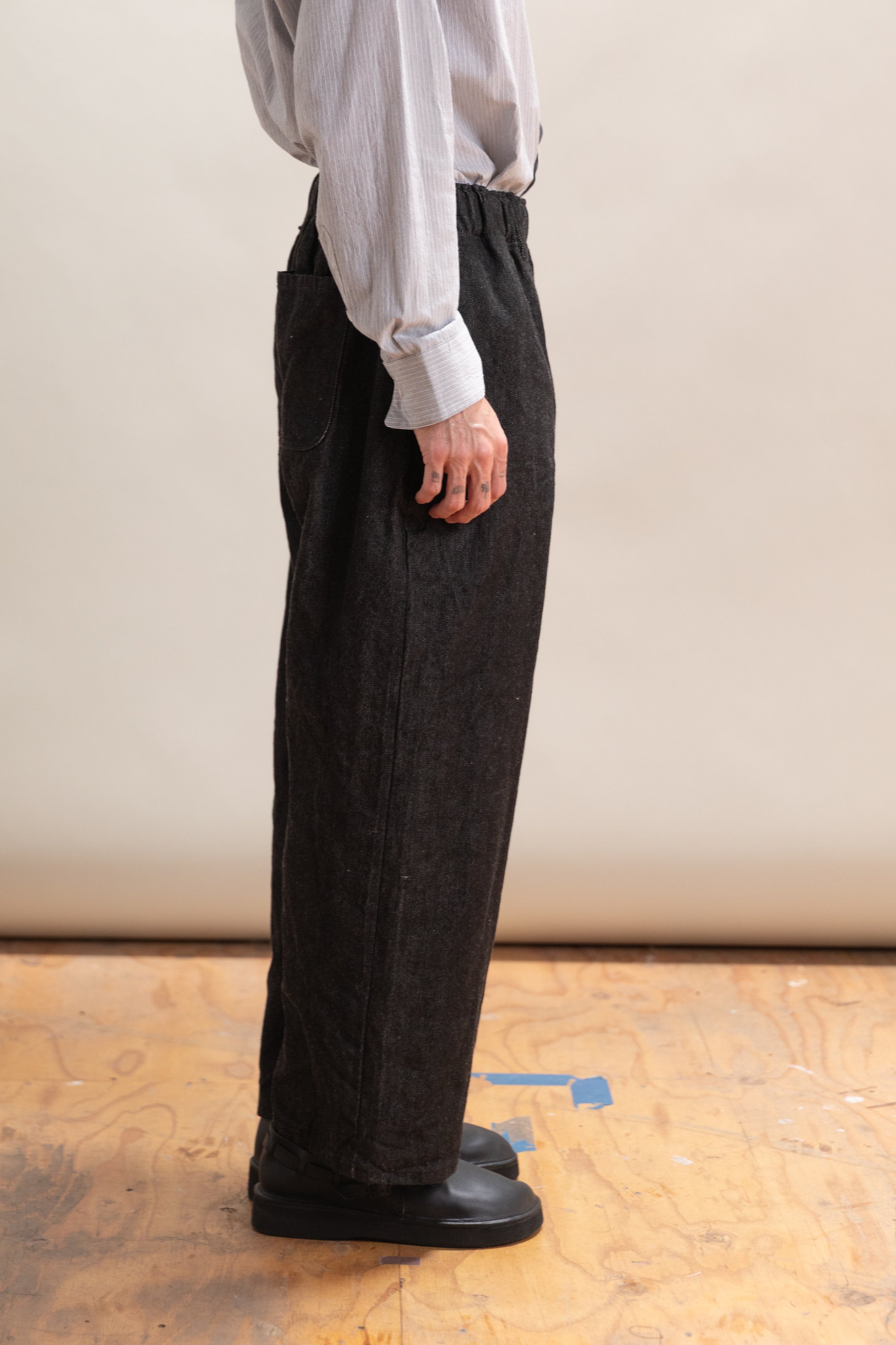 CRAWL JEAN IN BLACK WARP WOOL-CORE SELVEDGE