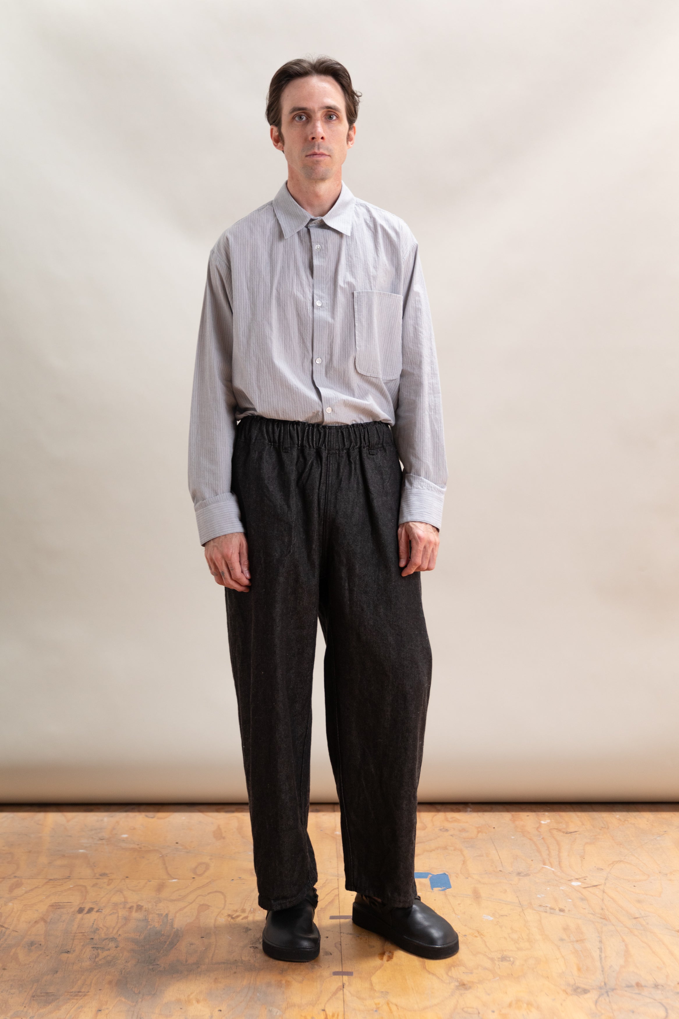 CRAWL JEAN IN BLACK WARP WOOL-CORE SELVEDGE