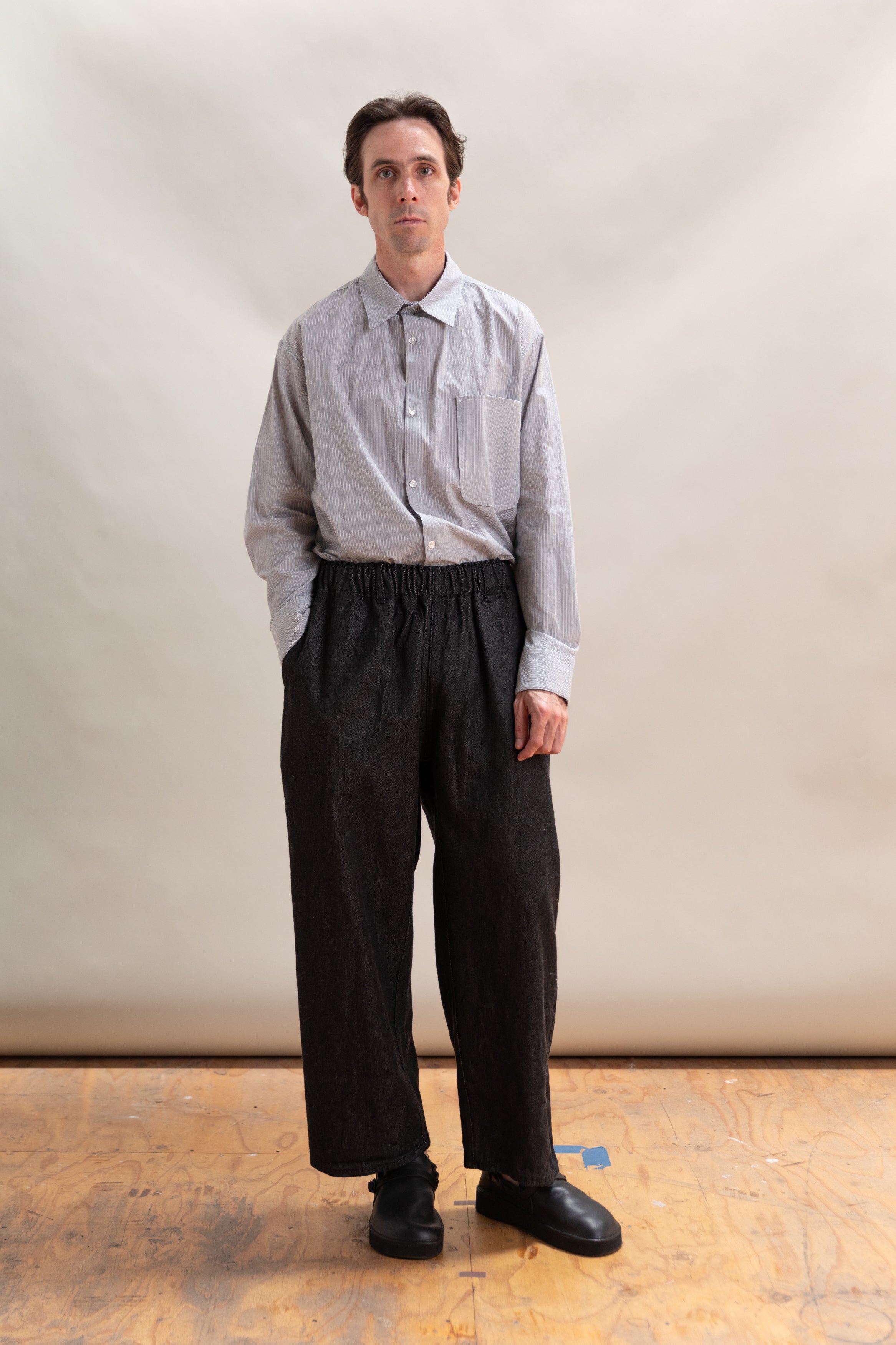 CRAWL JEAN IN BLACK WARP WOOL-CORE SELVEDGE