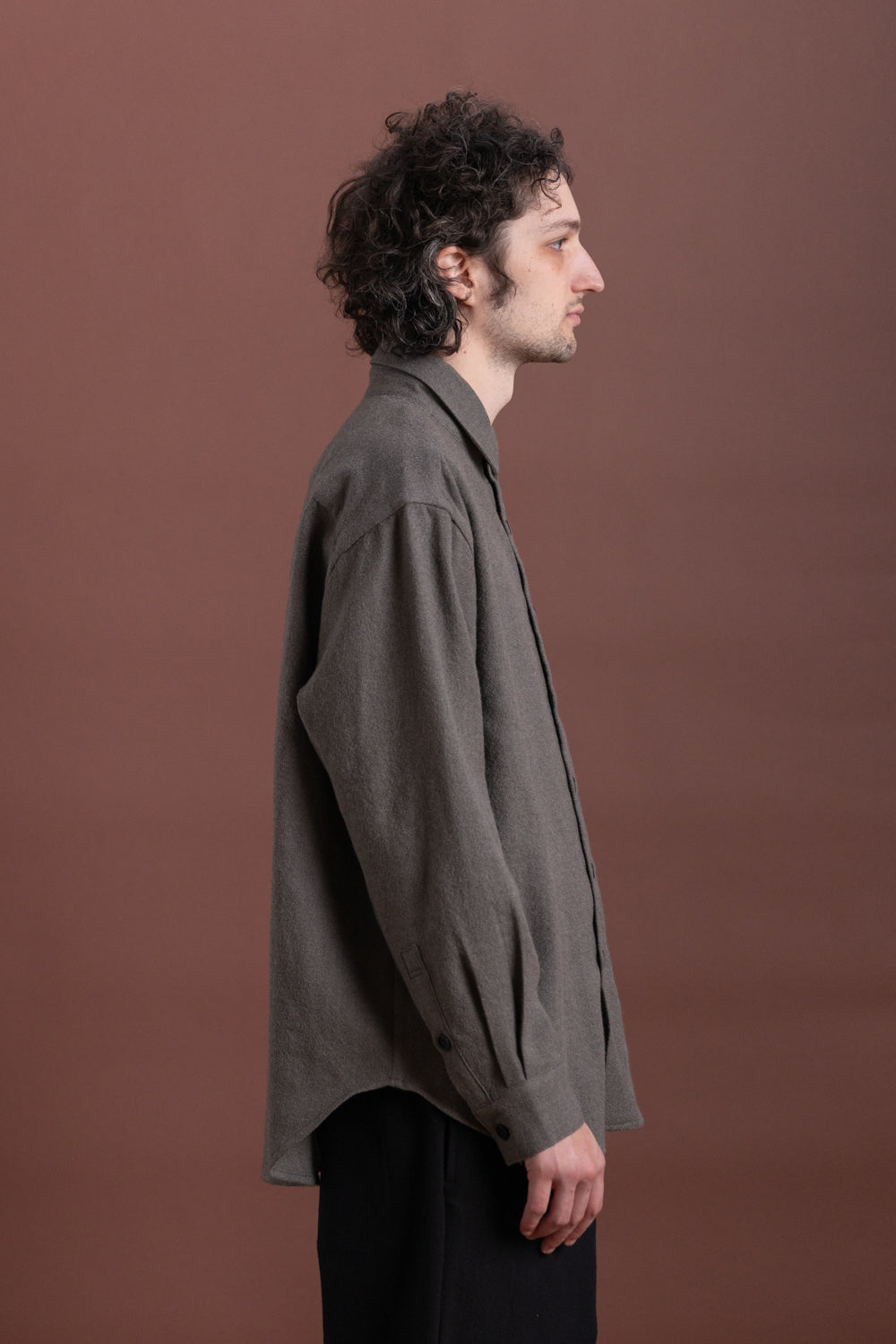 BIG SHIRT TWO IN HEATHER GREY WOOL GAUZE