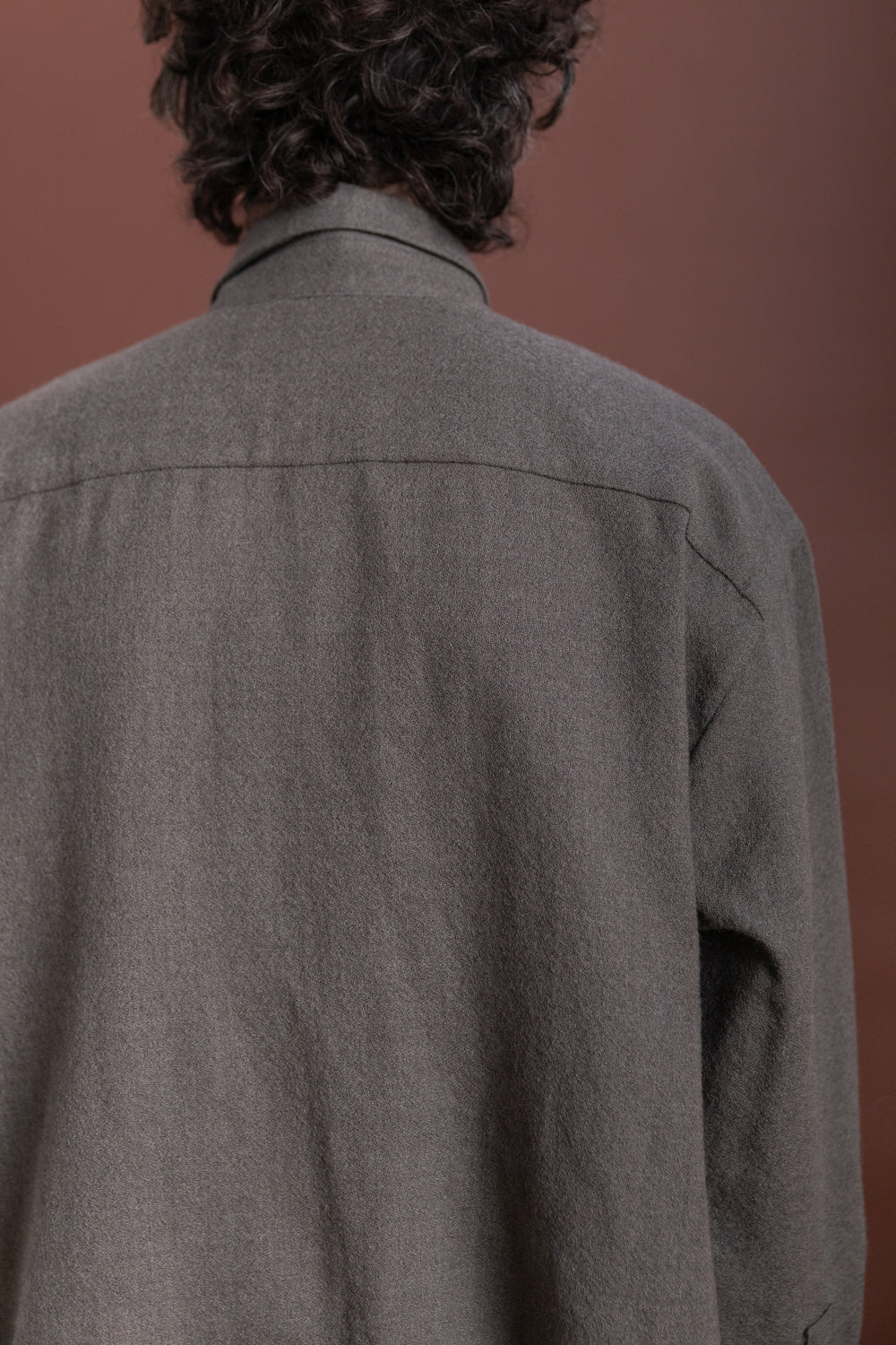 BIG SHIRT TWO IN HEATHER GREY WOOL GAUZE