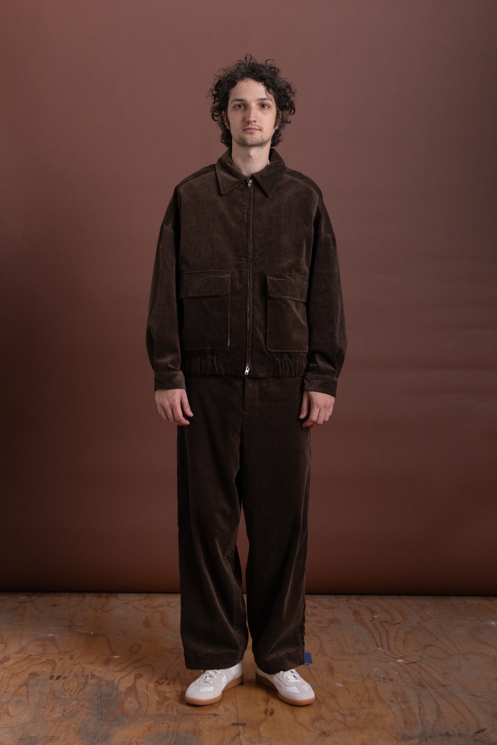 ZIP JACKET TWO IN BROWN SUMI INK CORDUROY