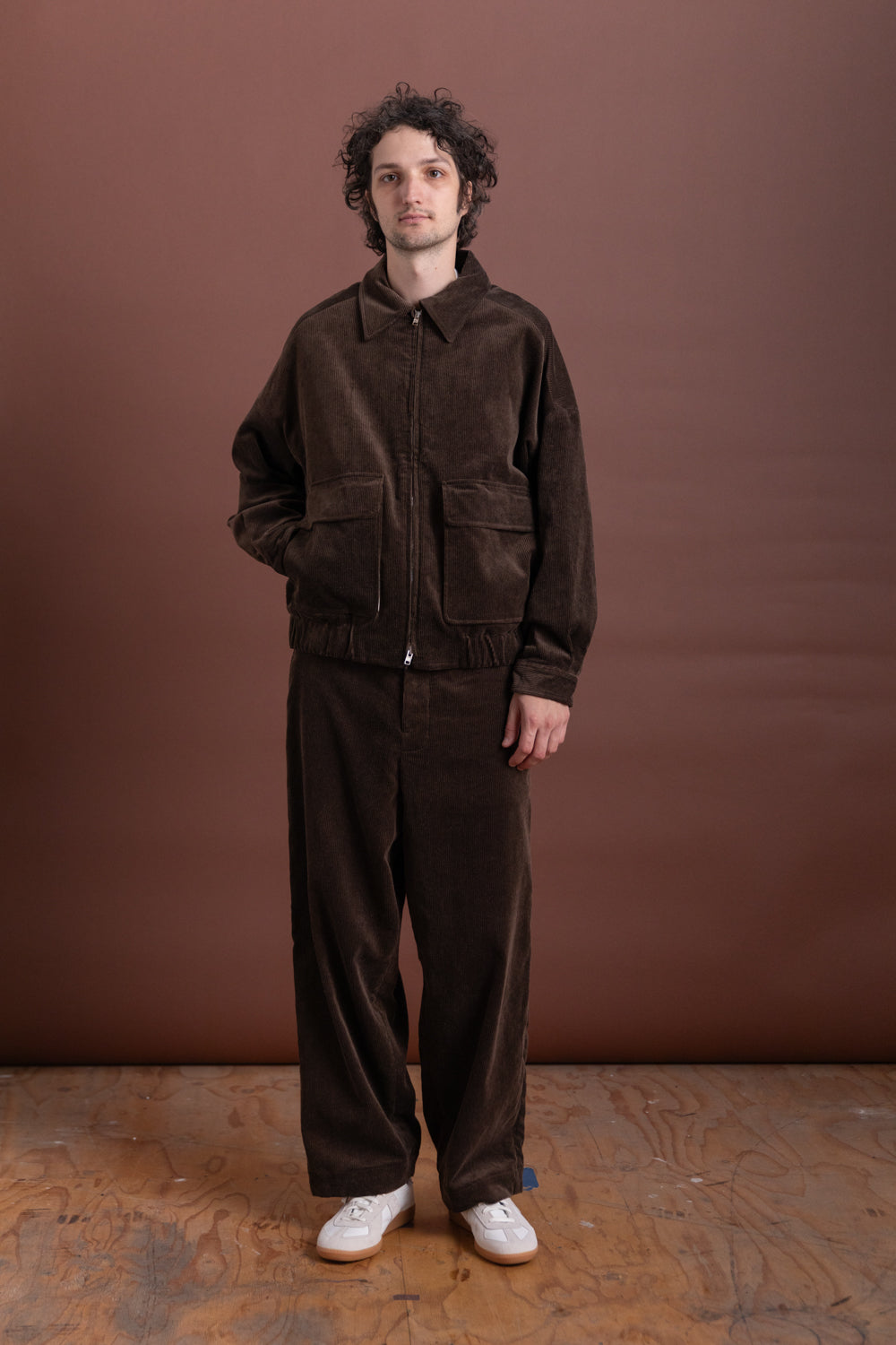 ZIP JACKET TWO IN BROWN SUMI INK CORDUROY