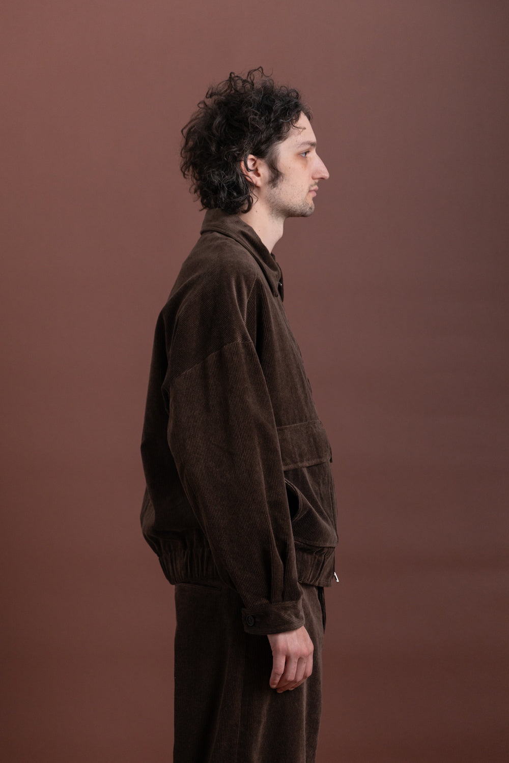 ZIP JACKET TWO IN BROWN SUMI INK CORDUROY