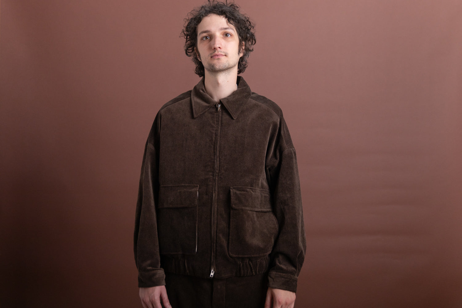 【おおお】 jacket&シャツ ZIP JACKET TWO IN BROWN SUMI INK CORDUROY