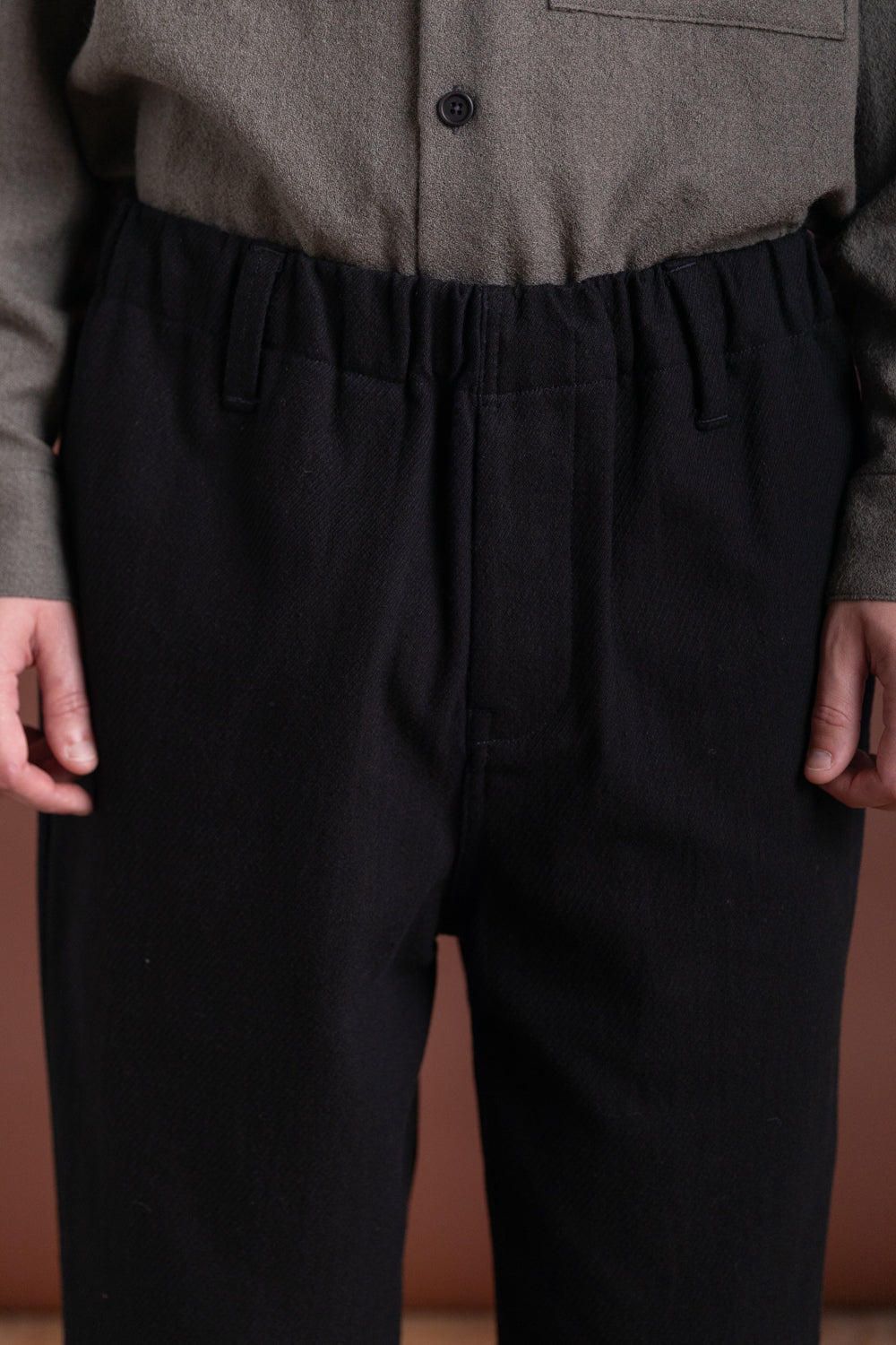 ELASTIC PANT IN BLACK COTTON KERSEY