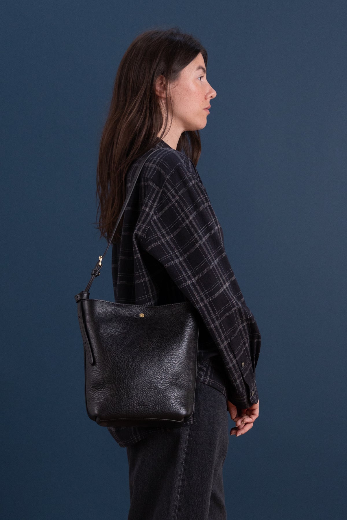 LITTLE LEE IN BLACK PEBBLE LEATHER