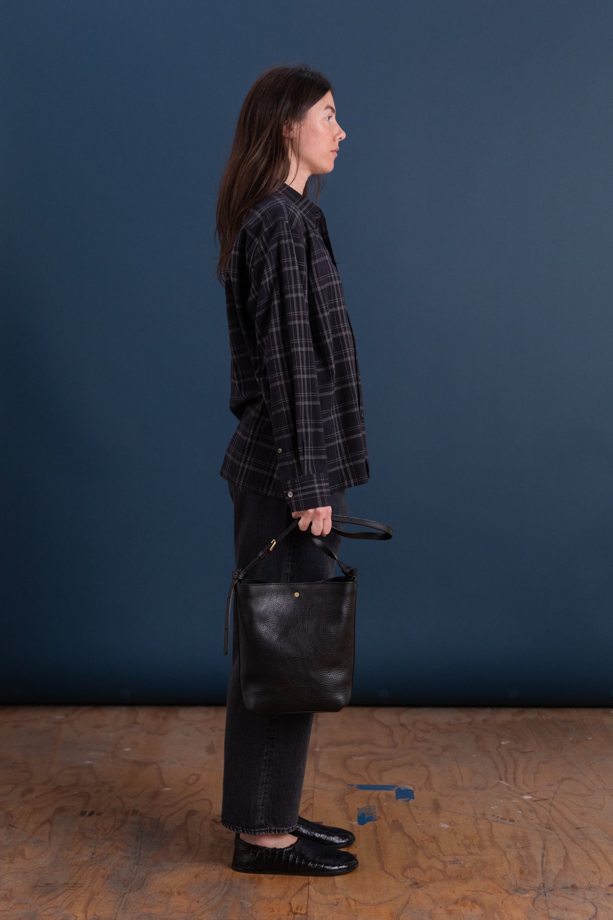 LITTLE LEE IN BLACK PEBBLE LEATHER