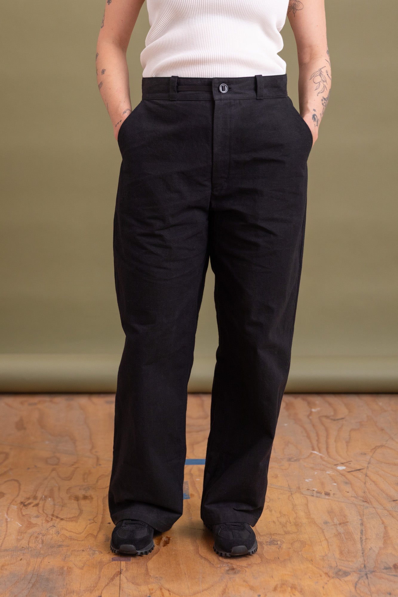 RO P4 HIGH WIDE PANT IN BLACK WAX