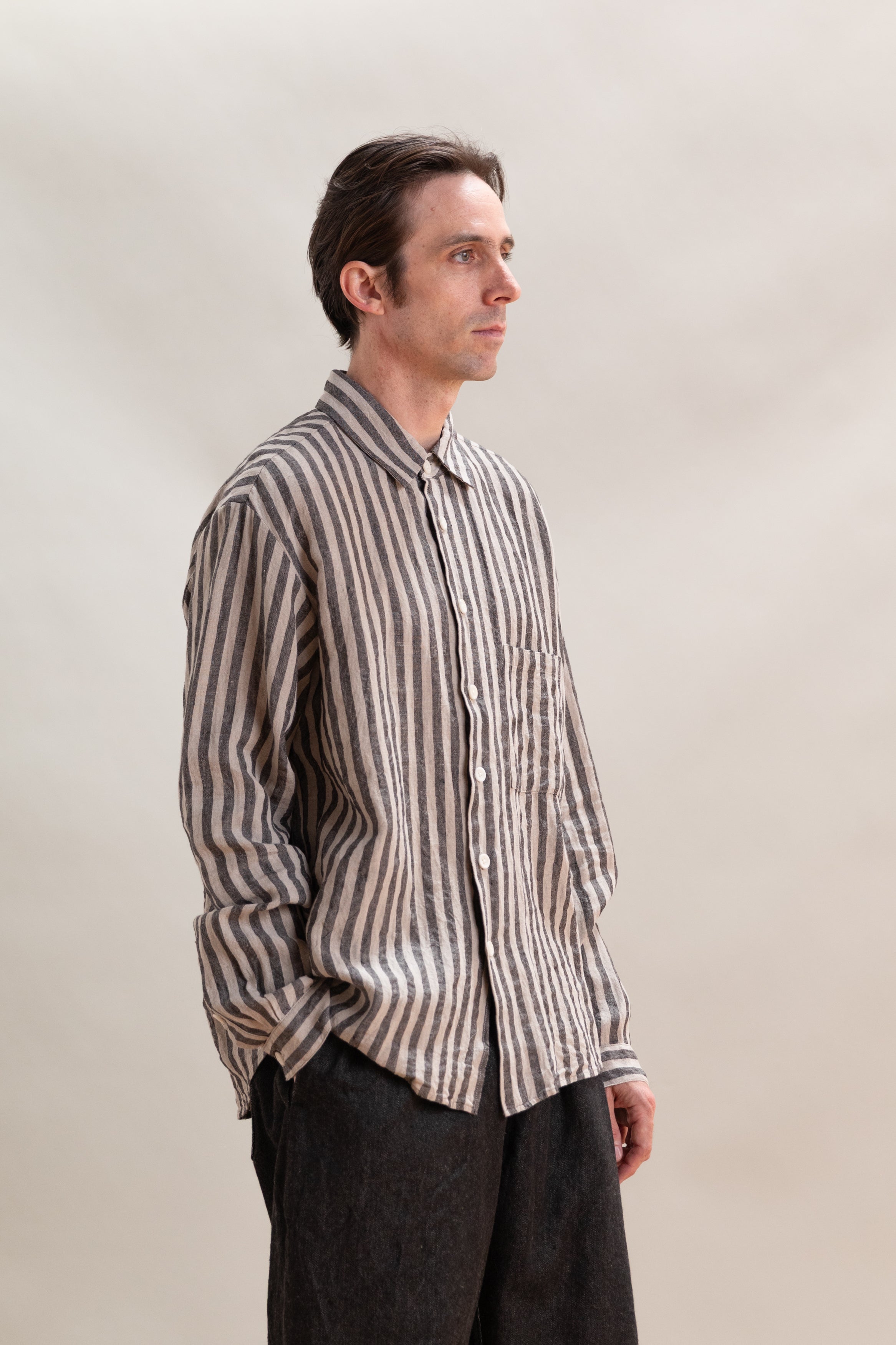 DRESS SHIRT IN STRIPED LINEN