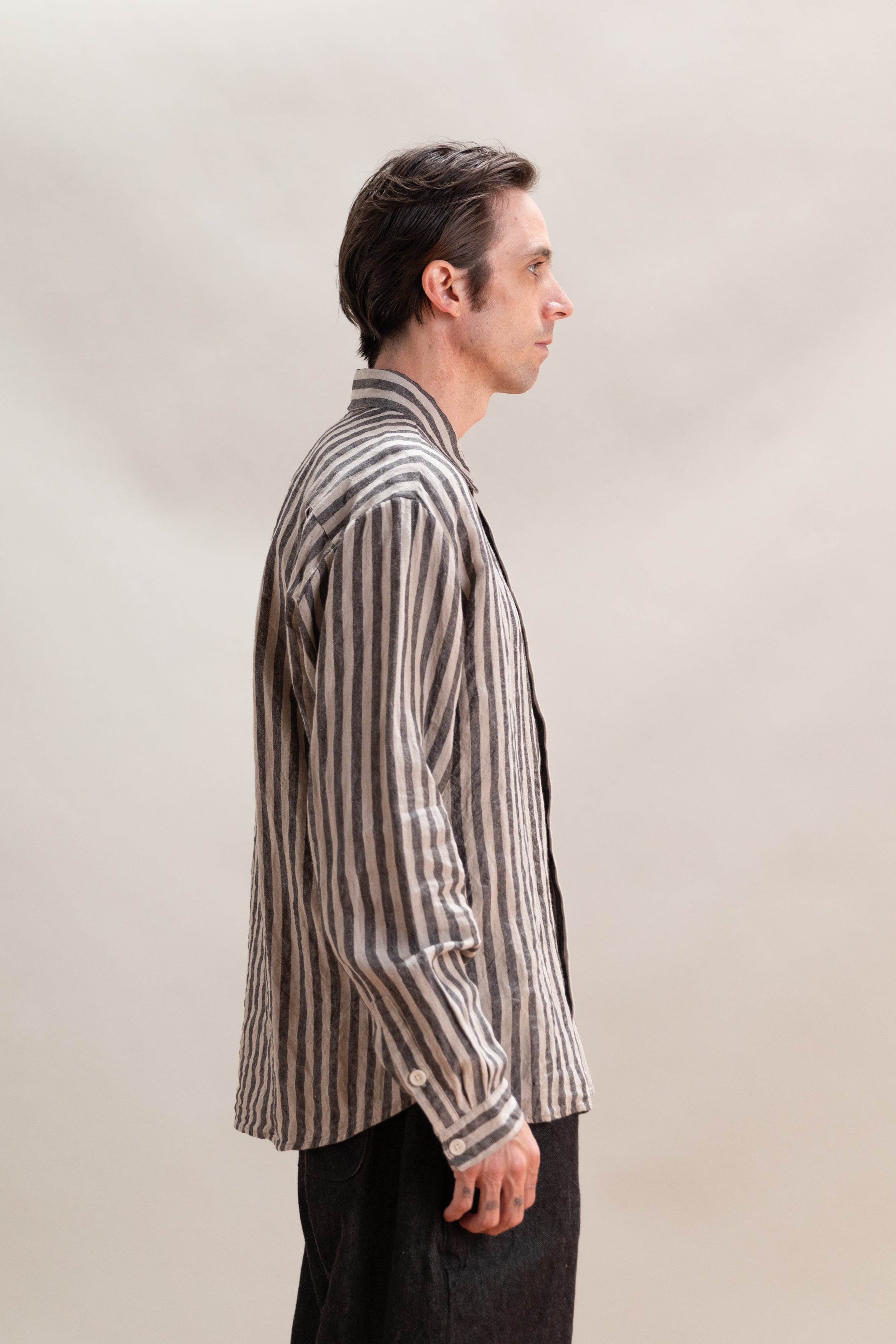 DRESS SHIRT IN STRIPED LINEN