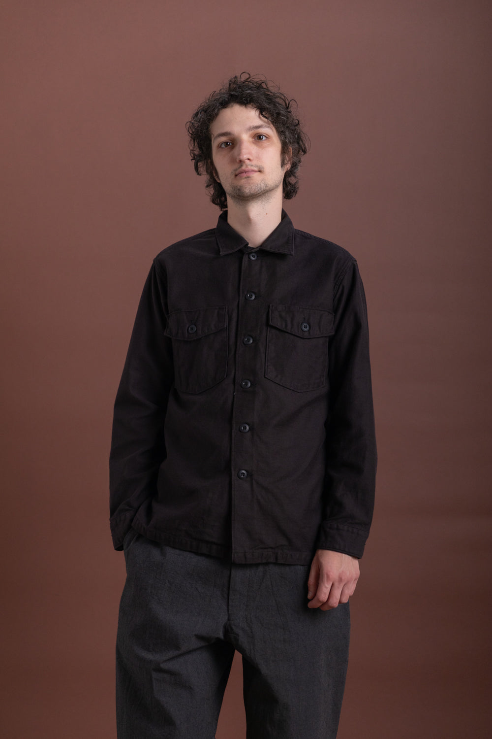 US ARMY FATIGUE SHIRT IN BLACK