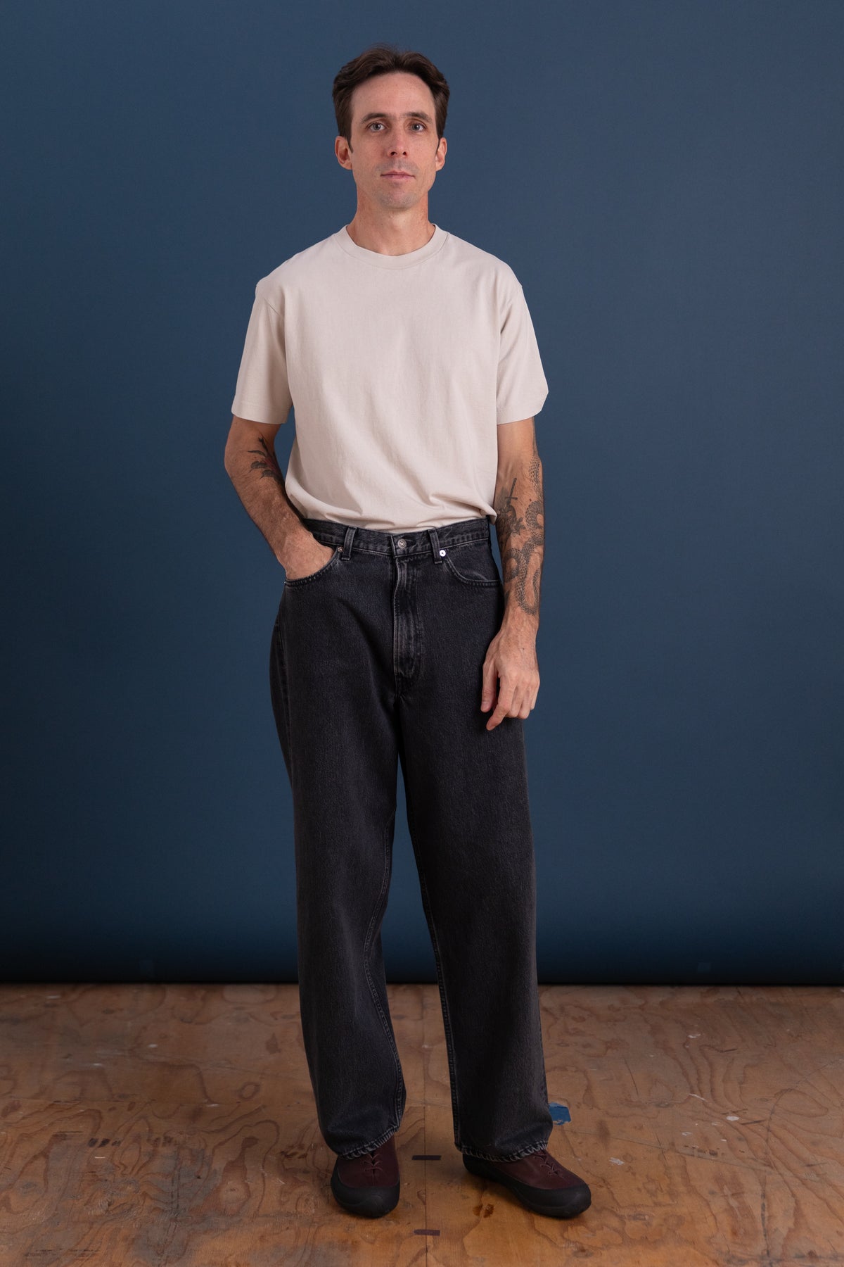 100 SUPER DADS DENIM PANTS IN BLACK DENIM STONE