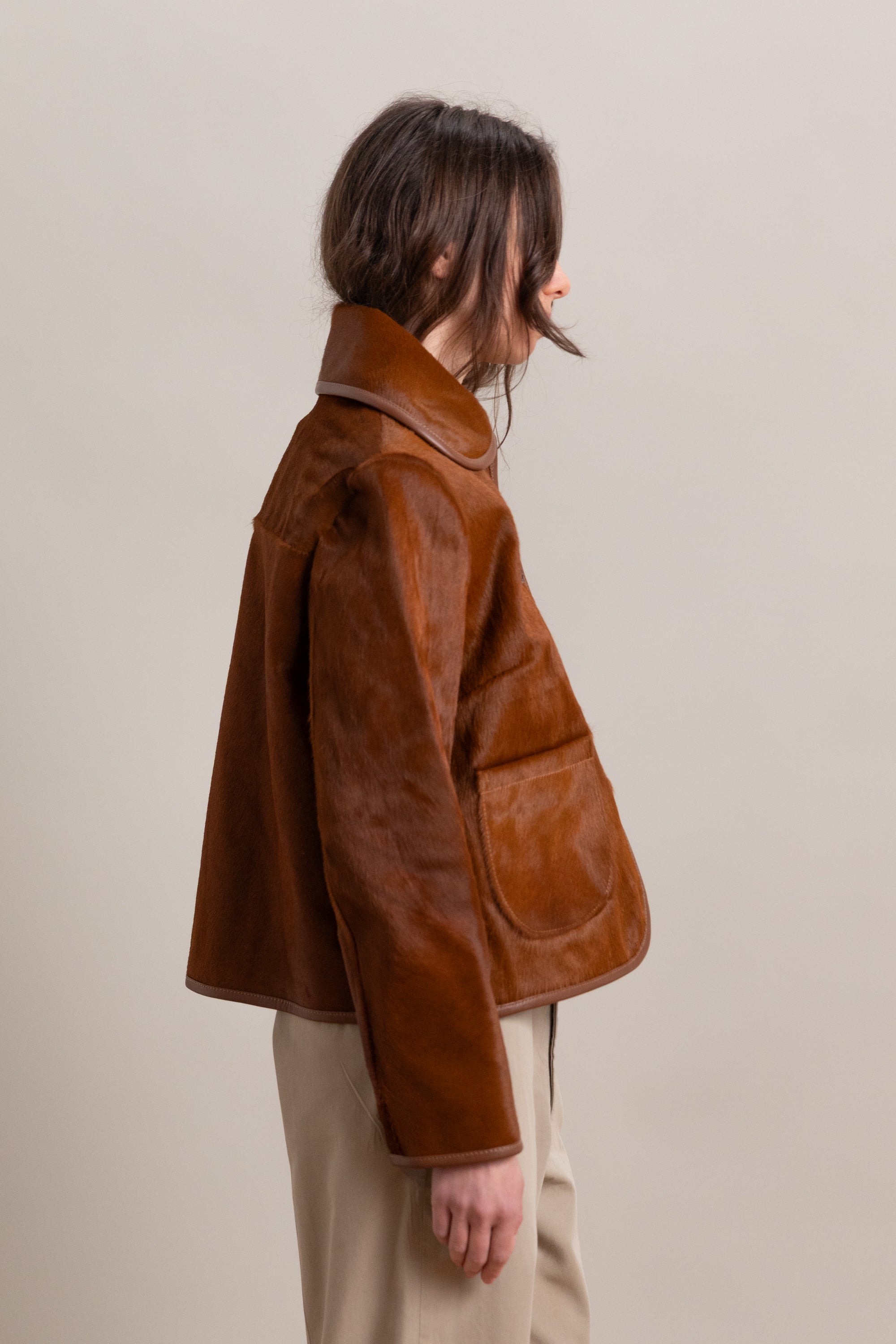 ADA JACKET IN CHESTNUT HAIR ON HIDE LEATHER