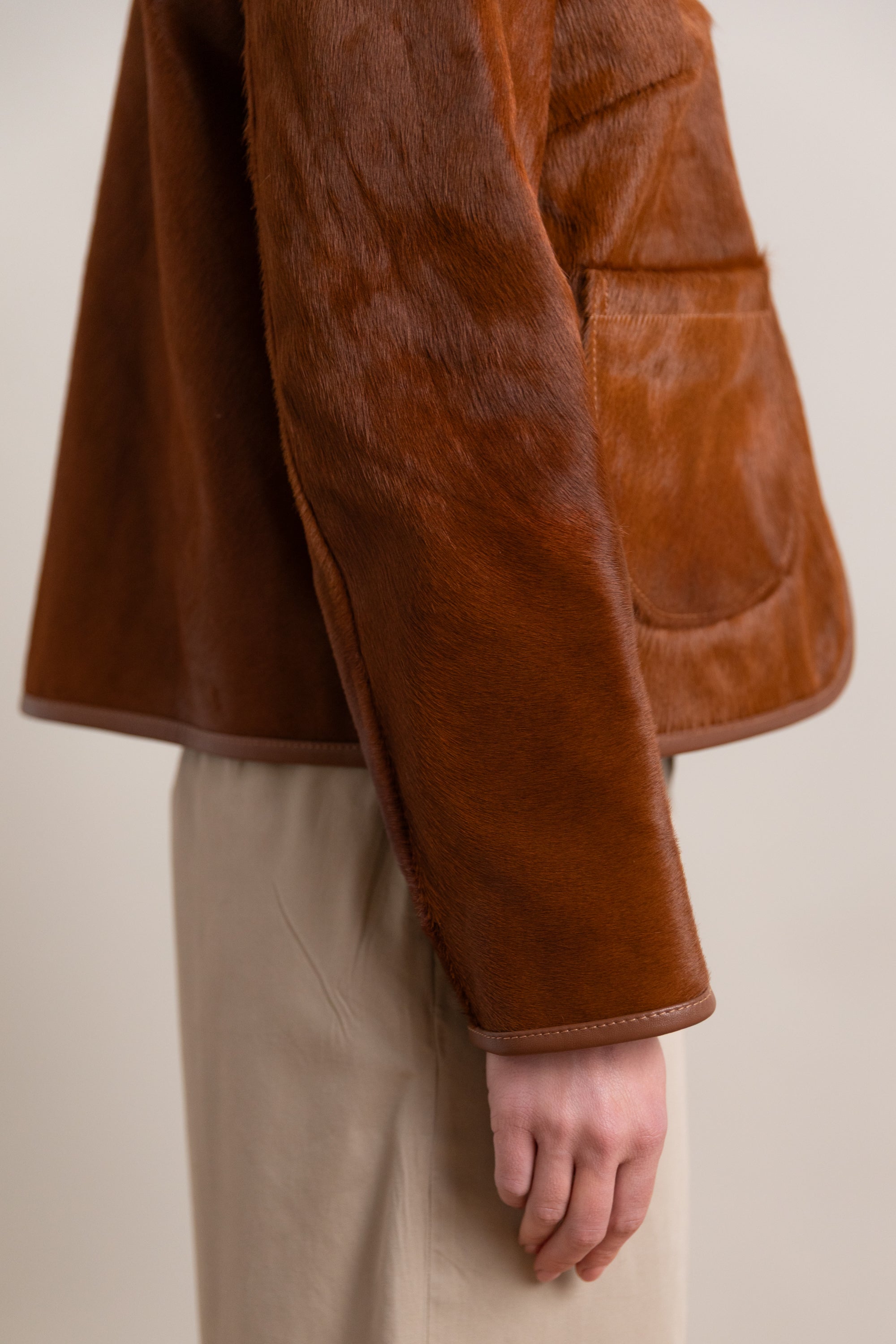 ADA JACKET IN CHESTNUT HAIR ON HIDE LEATHER