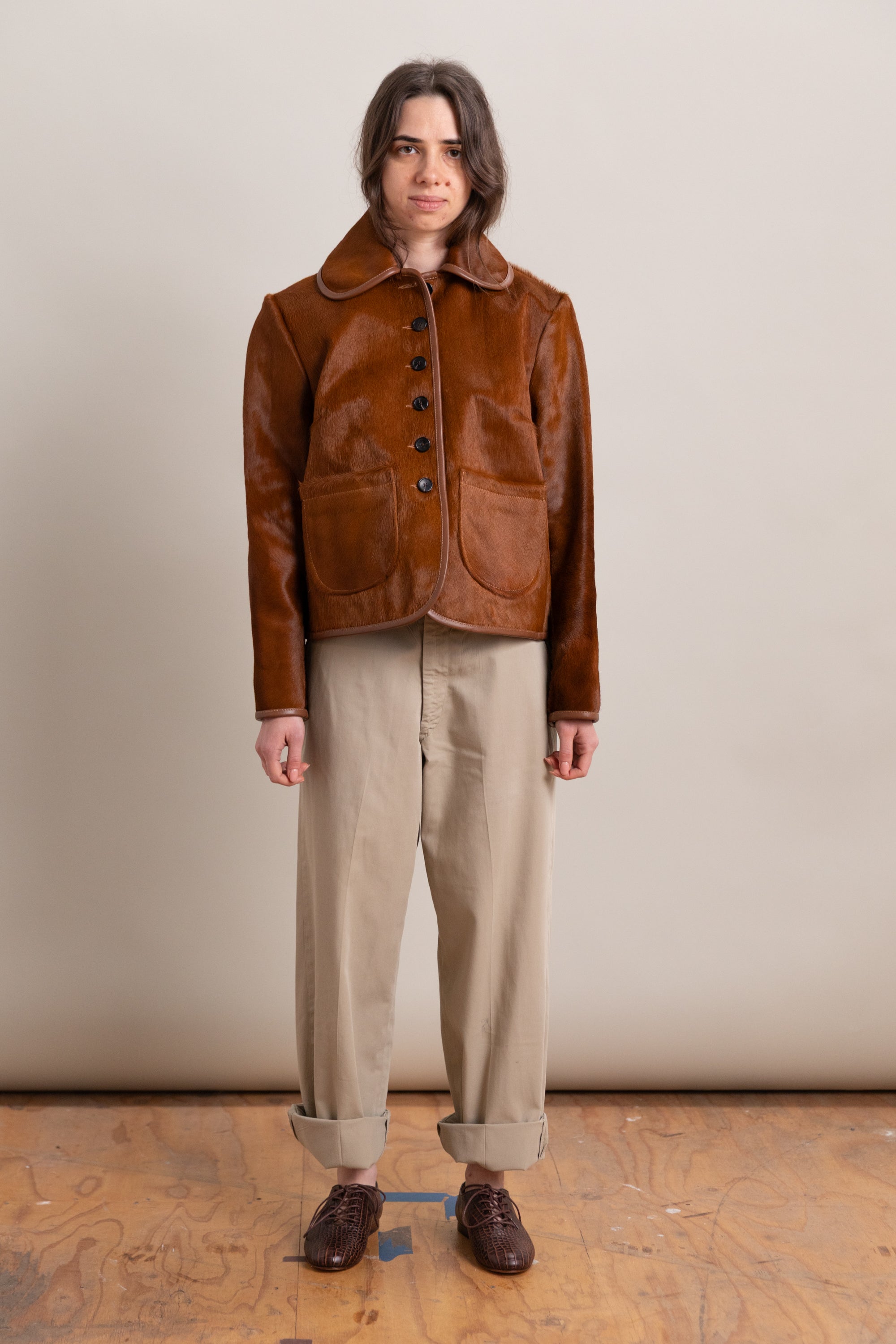 ADA JACKET IN CHESTNUT HAIR ON HIDE LEATHER