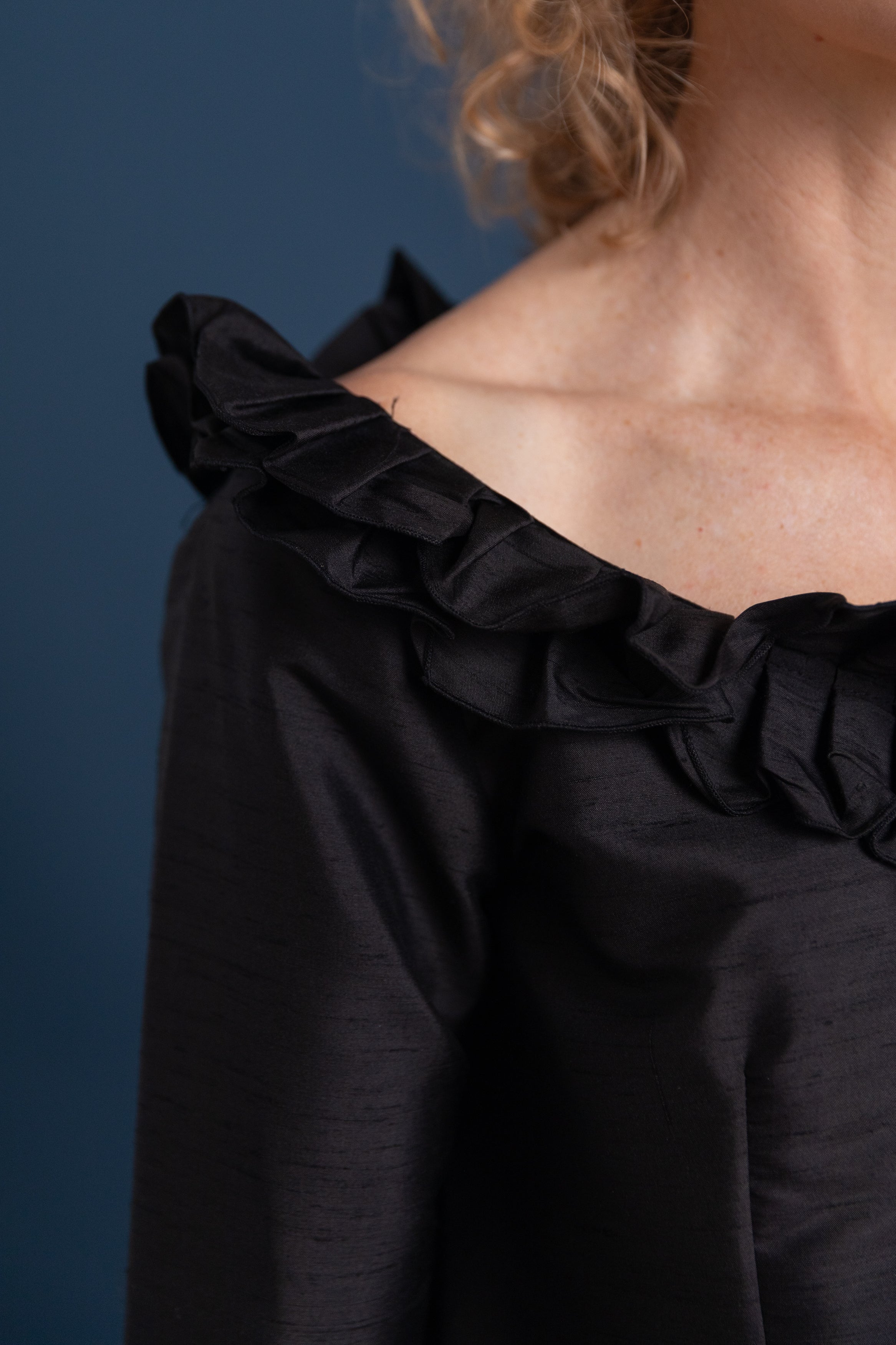 AMALIA BLOUSE IN BLACK SILK SHANTUNG