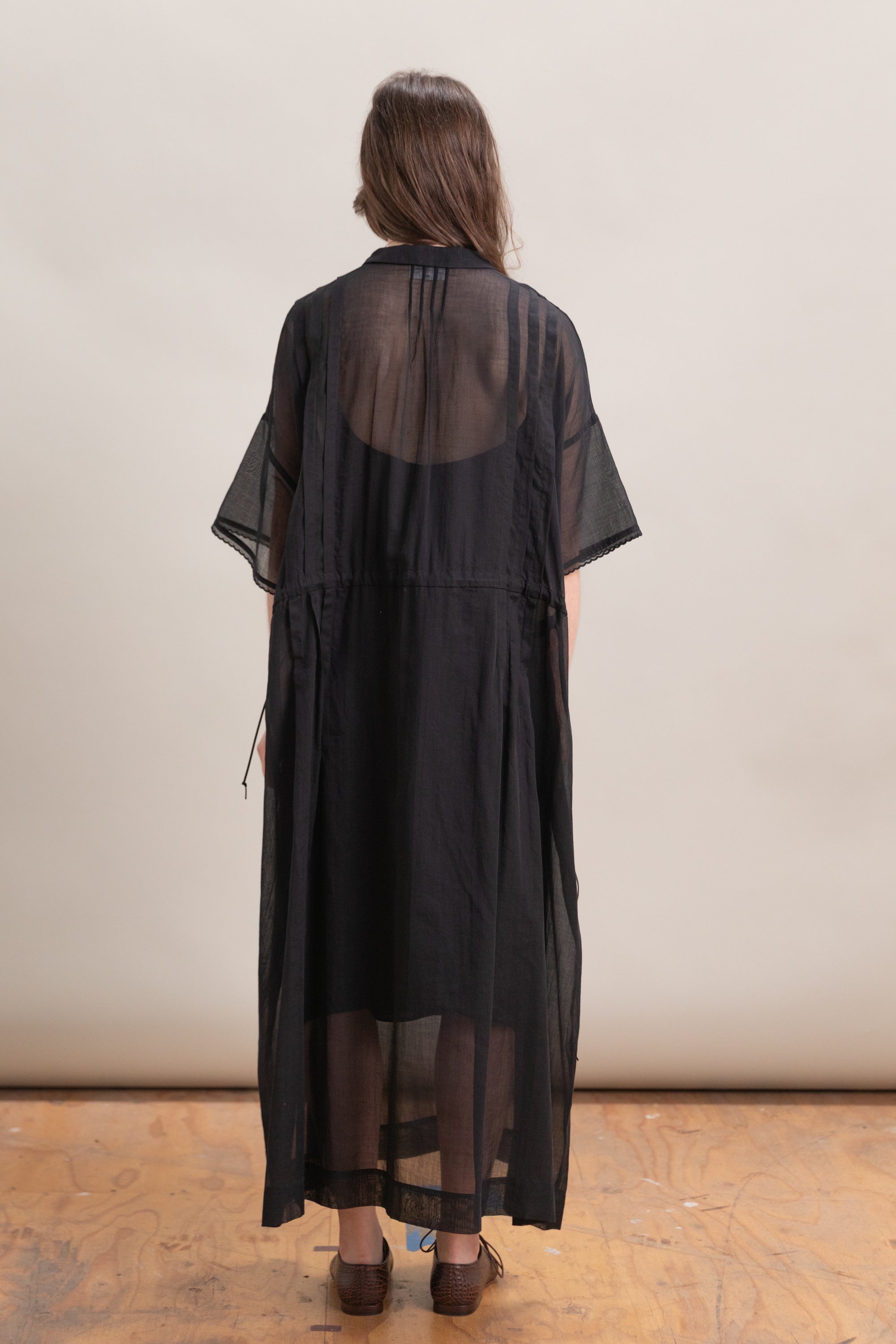 COTTON LAWN DRESS WITH EMBROIDERY IN BLACK
