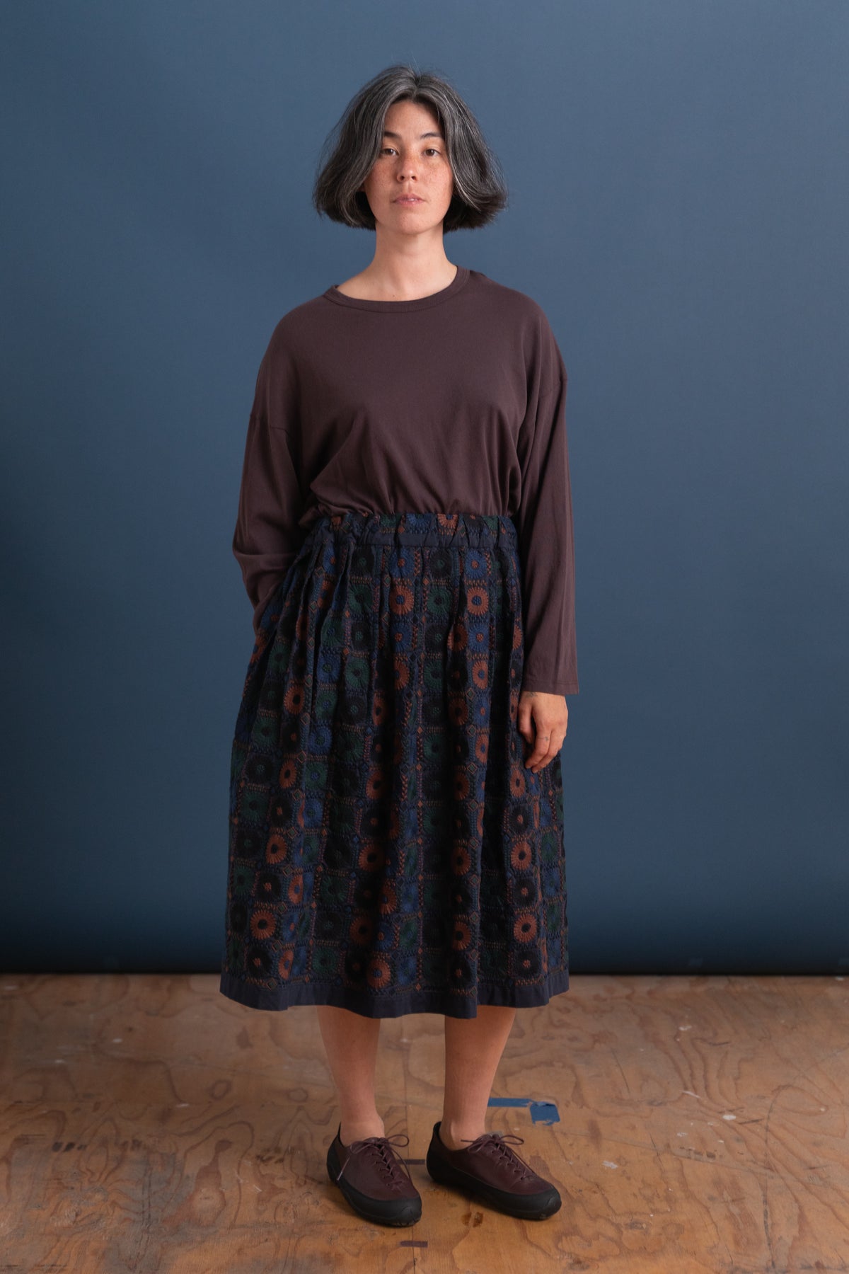 EMBROIDERY SKIRT IN GREEN
