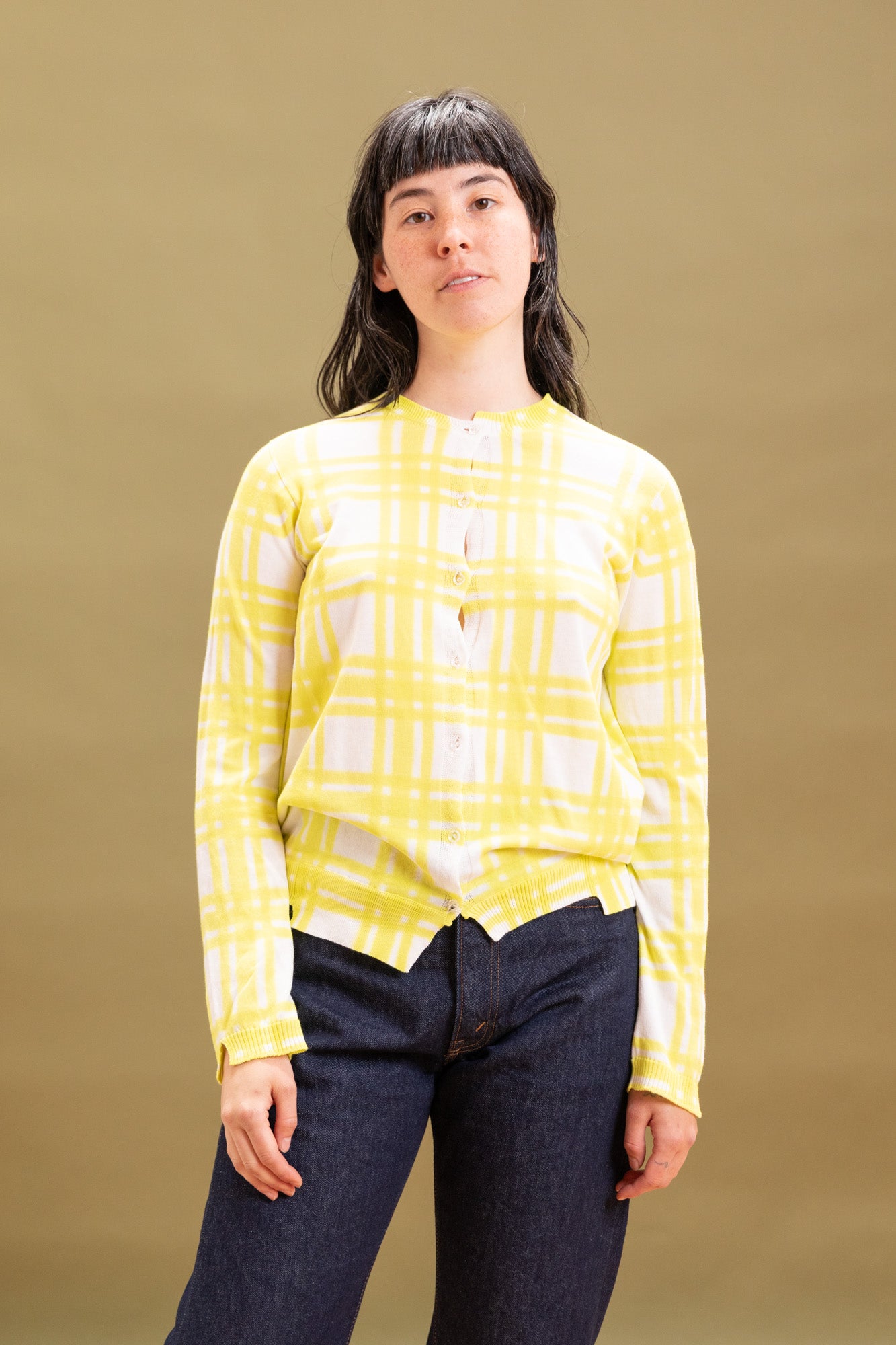 ITAZOME KNIT CARDIGAN IN YELLOW COTTON
