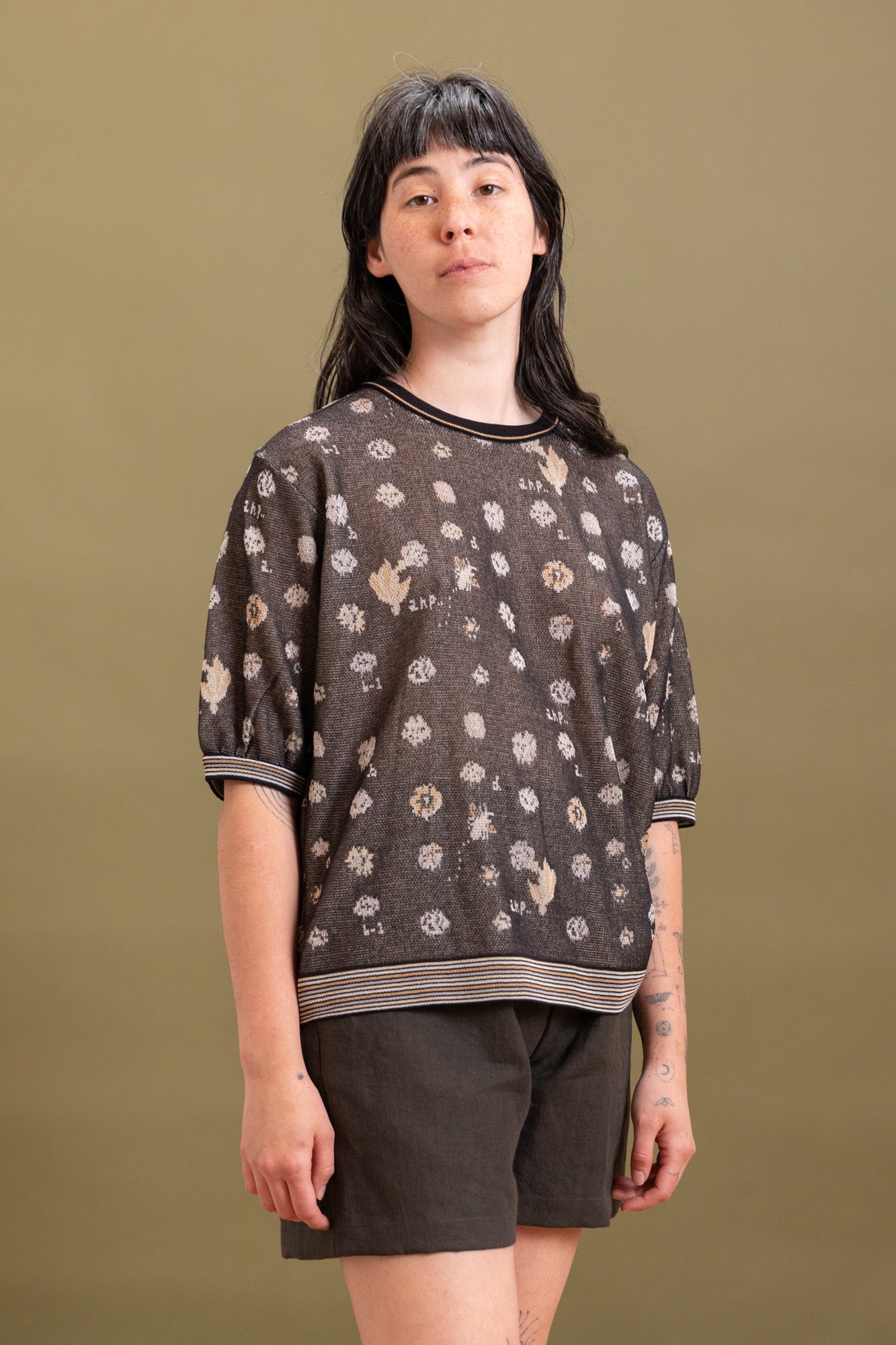 JACQUARD KNIT PULLOVER IN BLACK