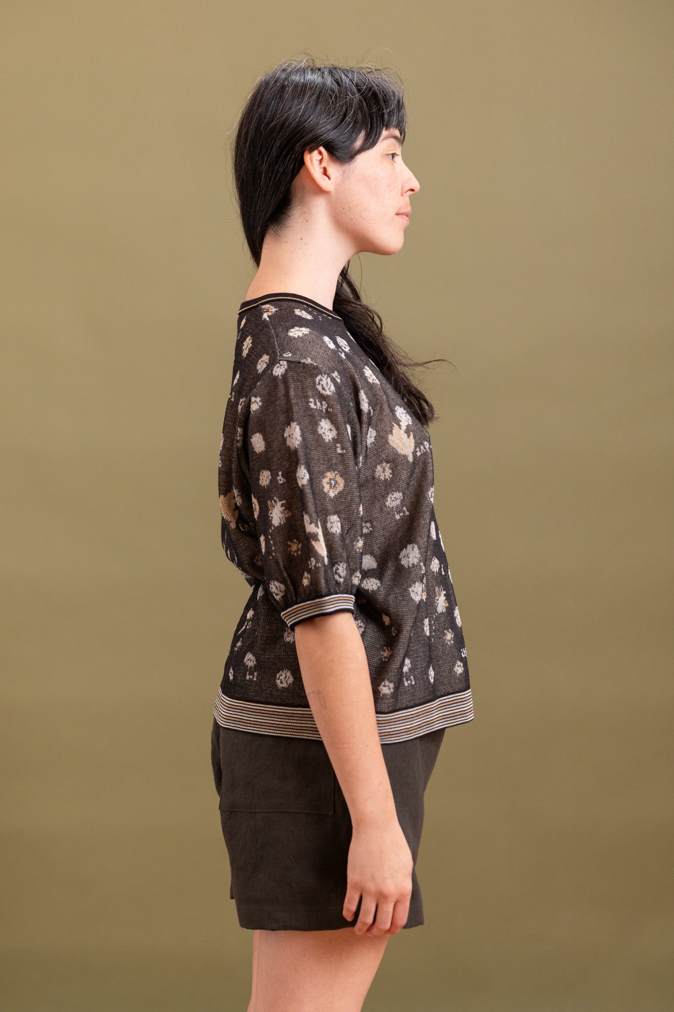 JACQUARD KNIT PULLOVER IN BLACK