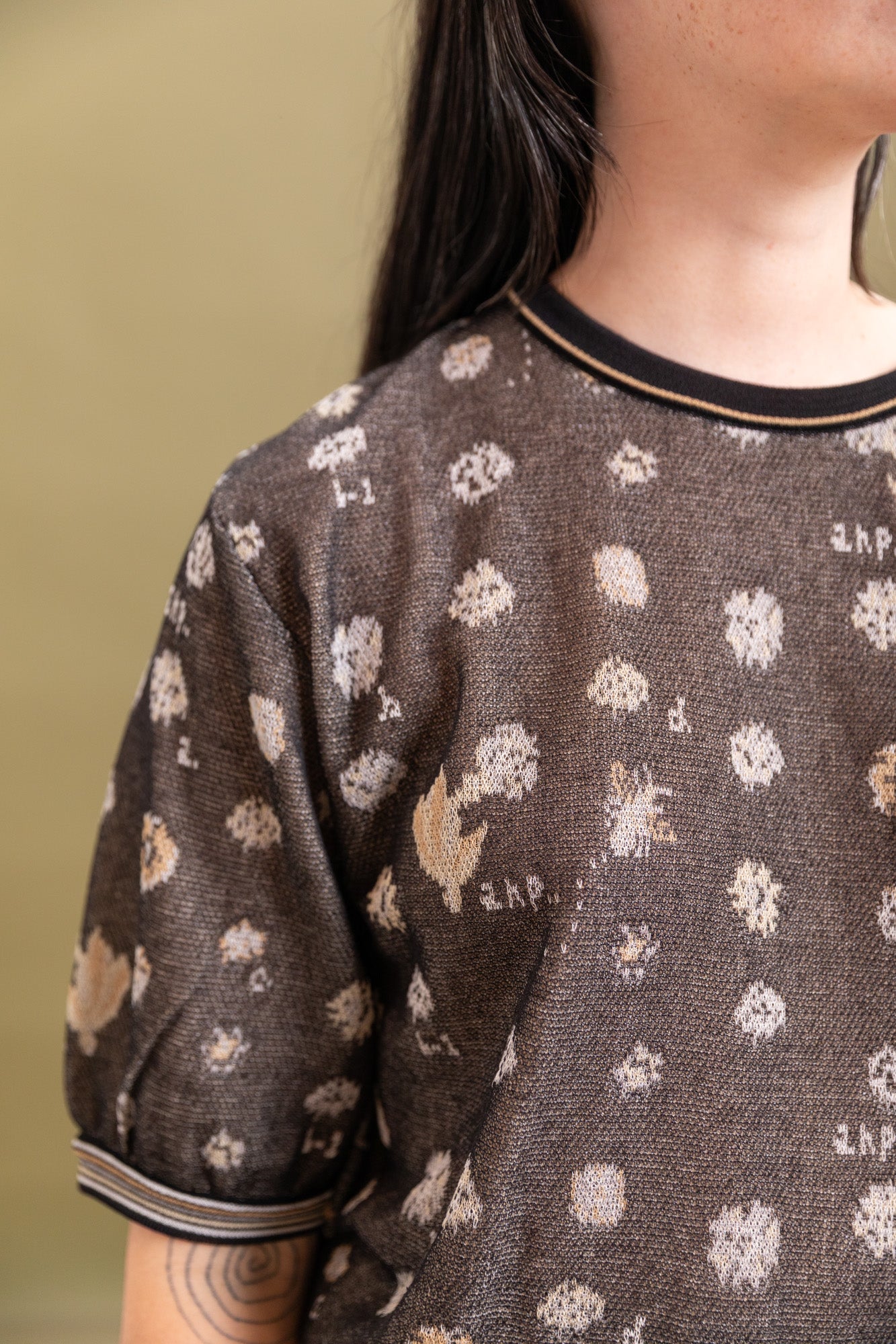 JACQUARD KNIT PULLOVER IN BLACK