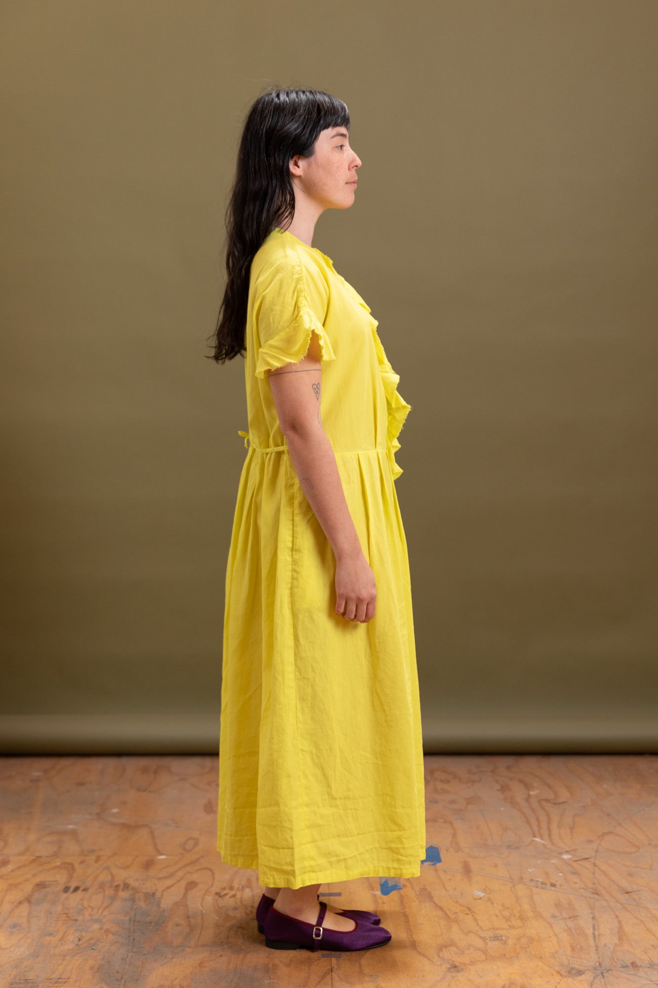 VIYELLA DRESS IN YELLOW COATED COTTON