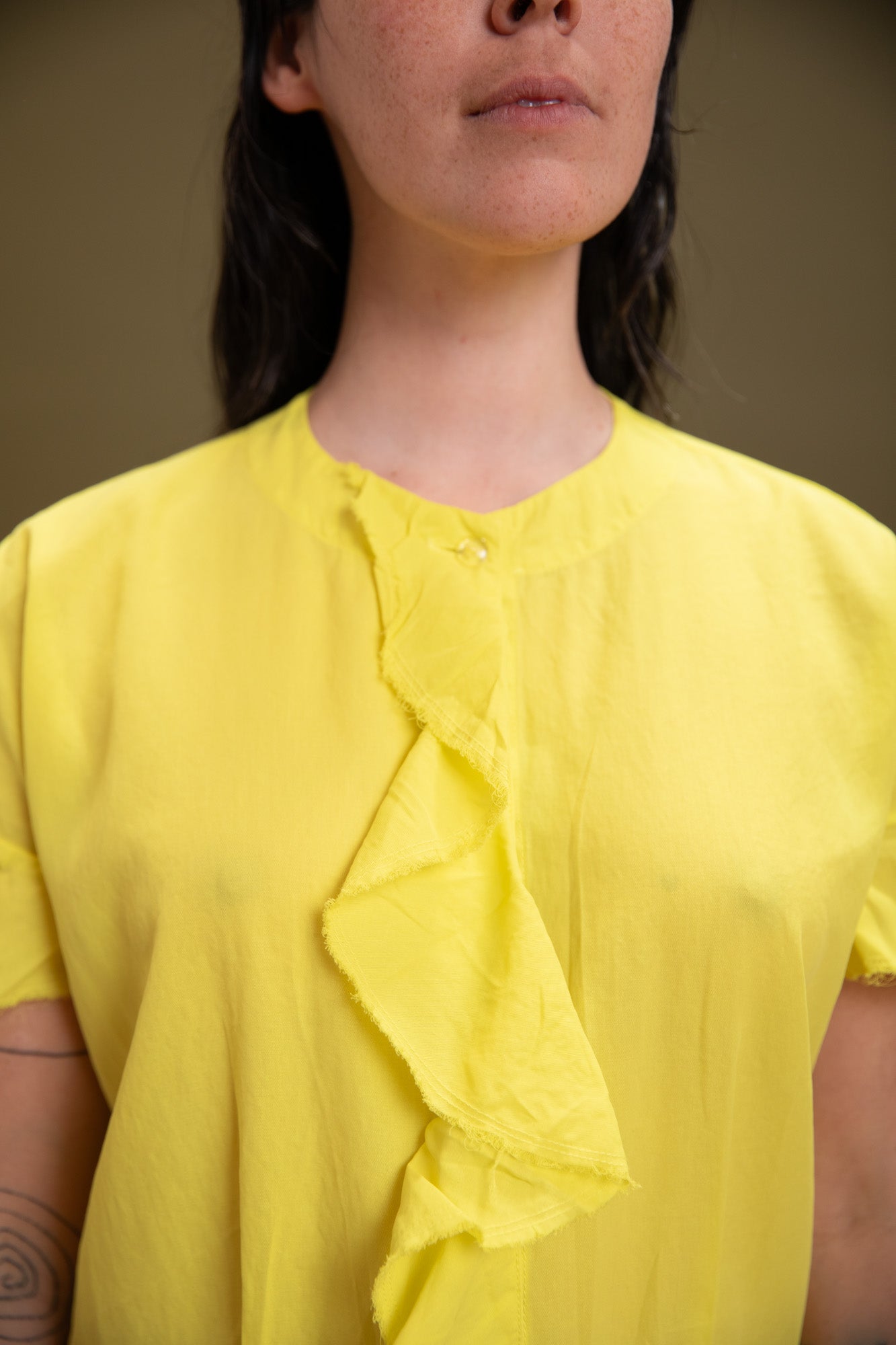 VIYELLA DRESS IN YELLOW COATED COTTON