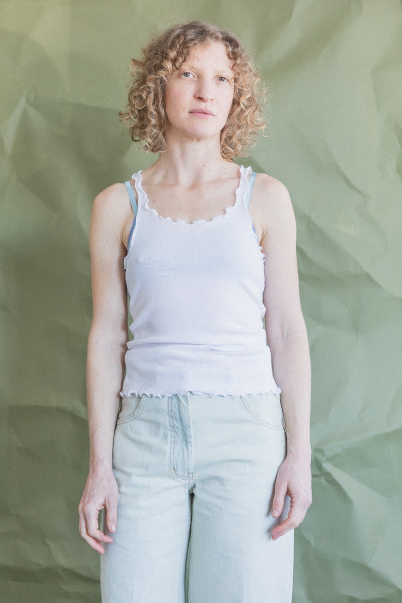 KINEE TANK IN WHITE COTTON