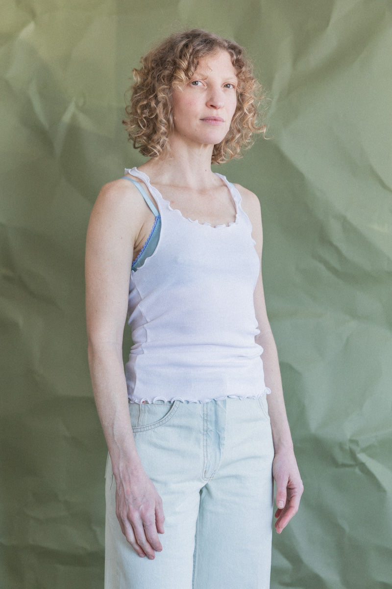 KINEE TANK IN WHITE COTTON