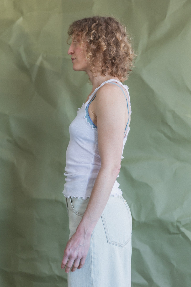 KINEE TANK IN WHITE COTTON