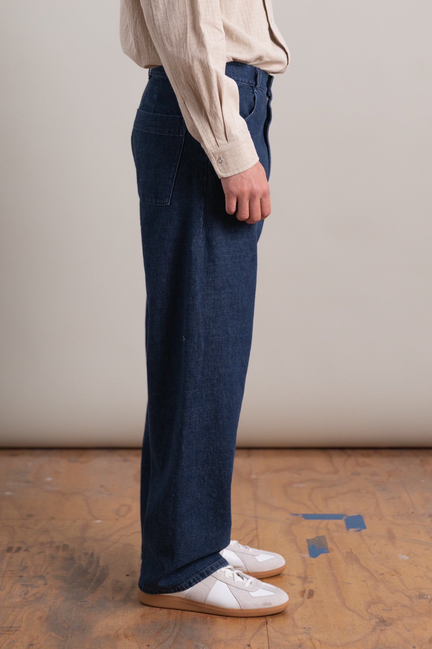 FOUR POCKET BIG PANTS IN DARK INDIGO DENIM