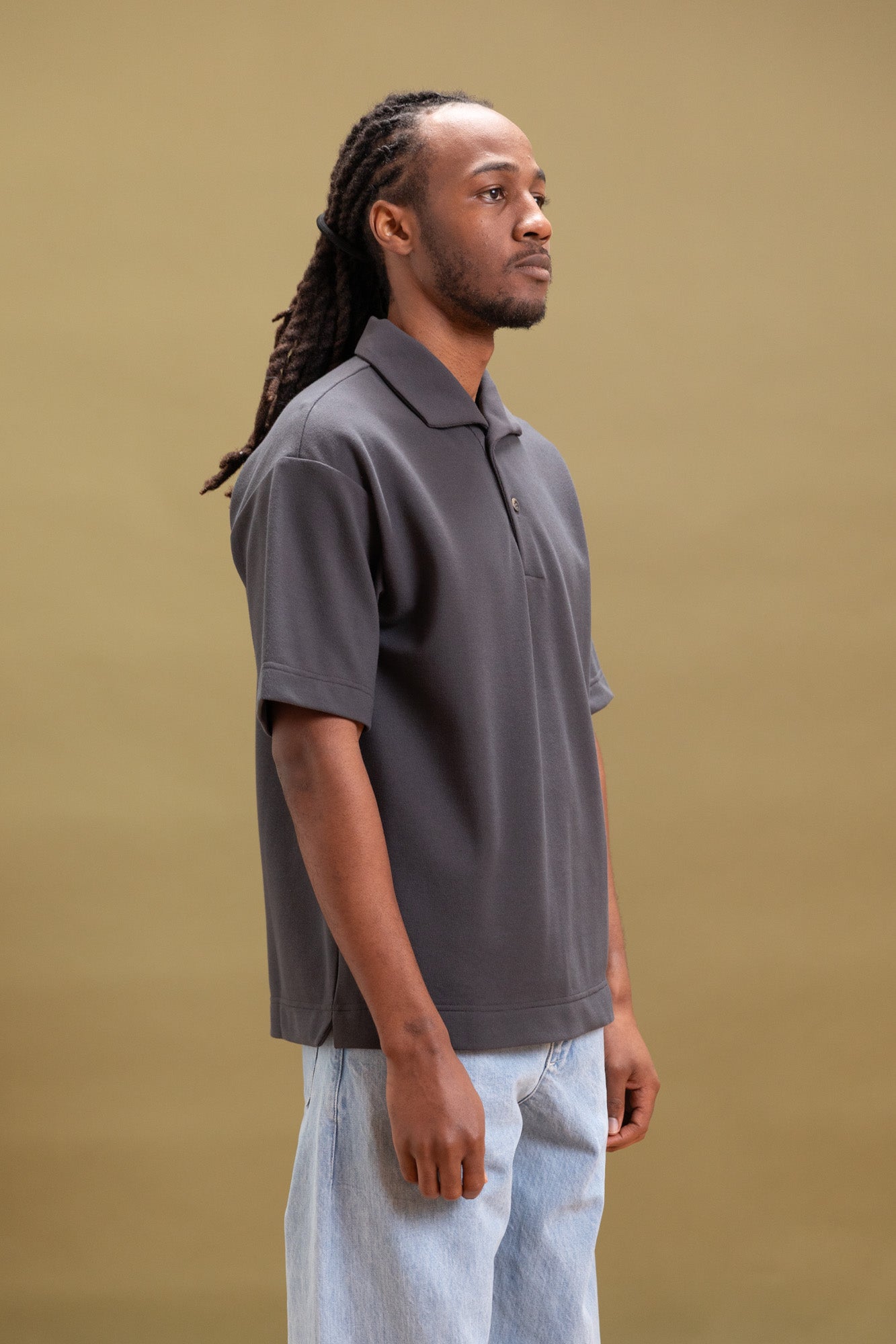 POLO SHIRT IN CHARCOAL RACHEL MESH