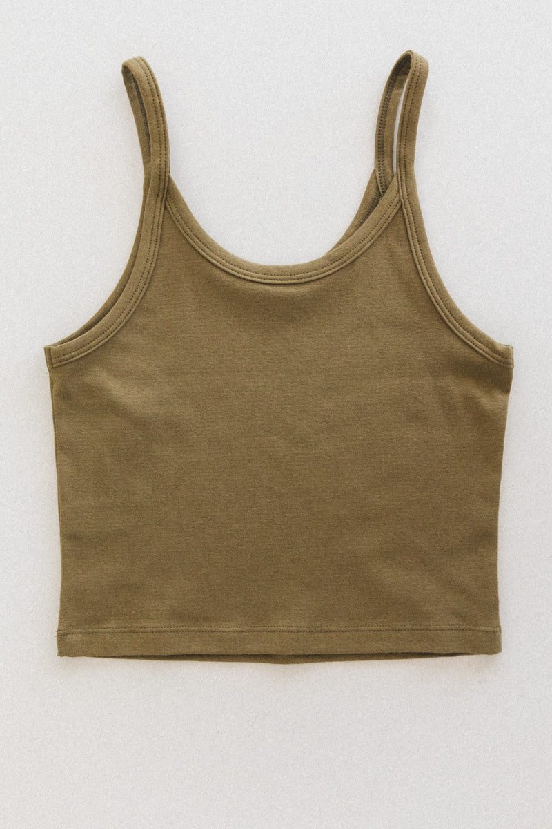 CROP TANK IN OLIVE