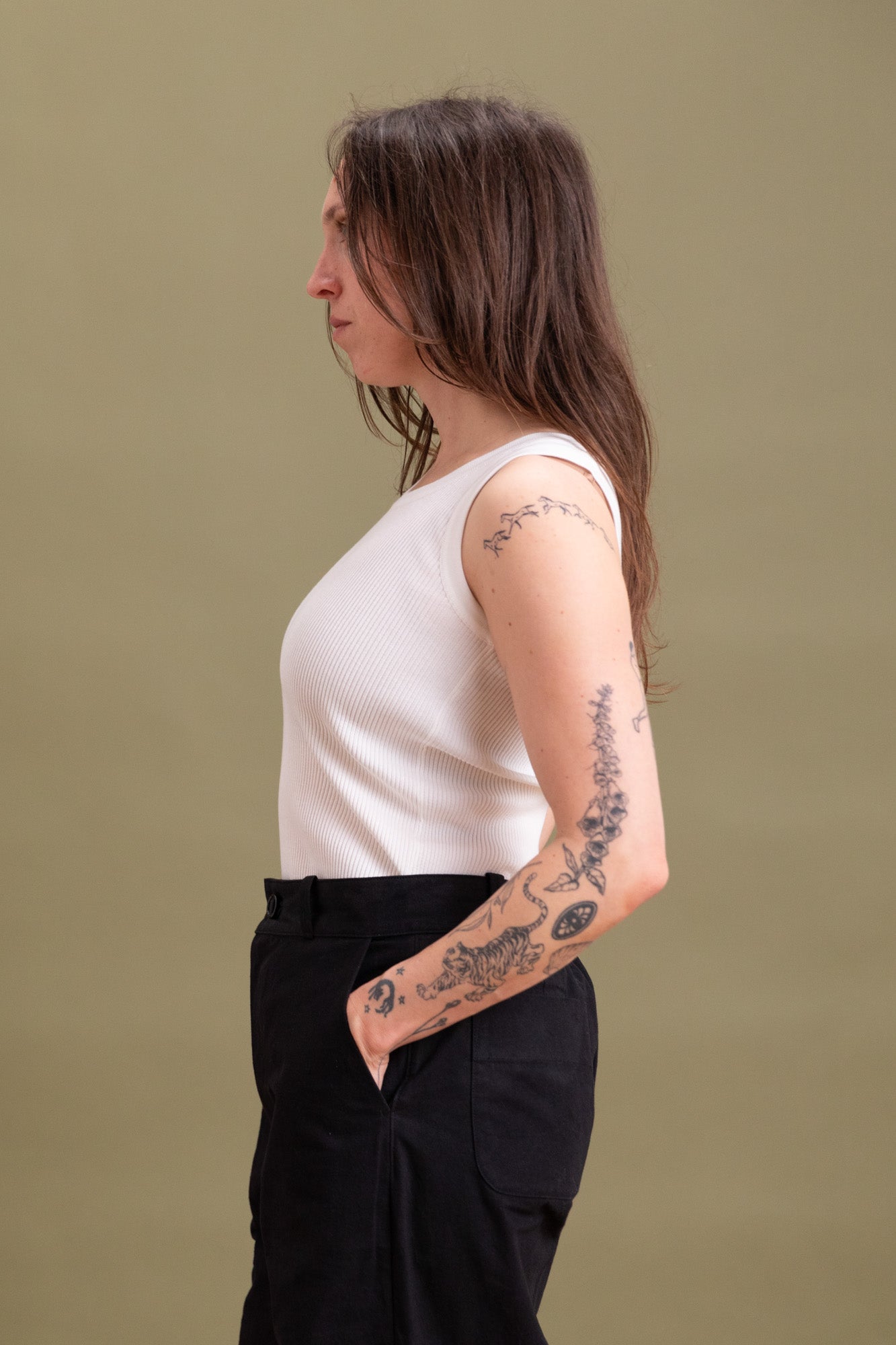 COTTON HIGH GAUGE RIB KNIT TANK TOP IN WHITE