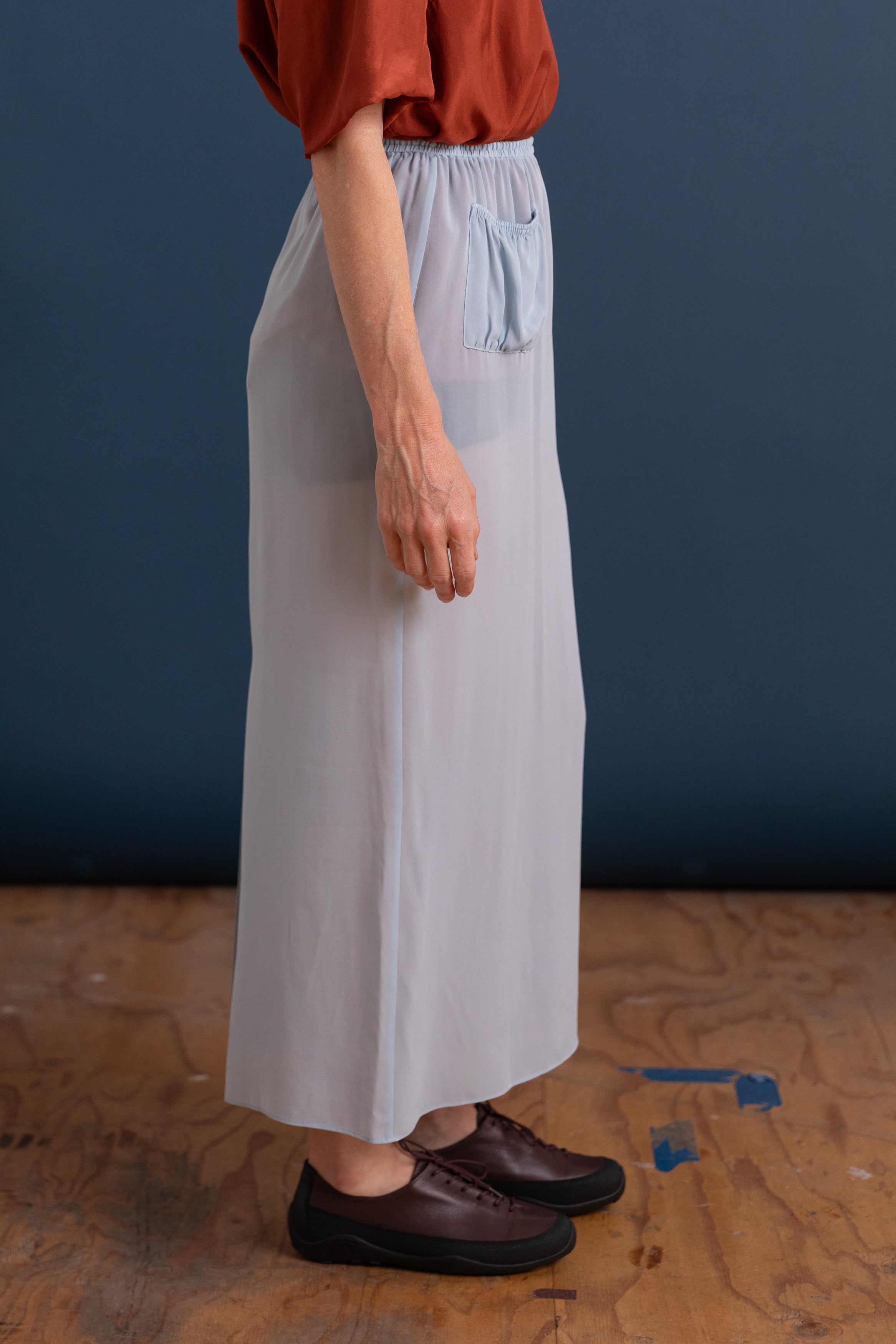AIRY SILK GEORGETTE SKIRT IN LIGHT BLUE