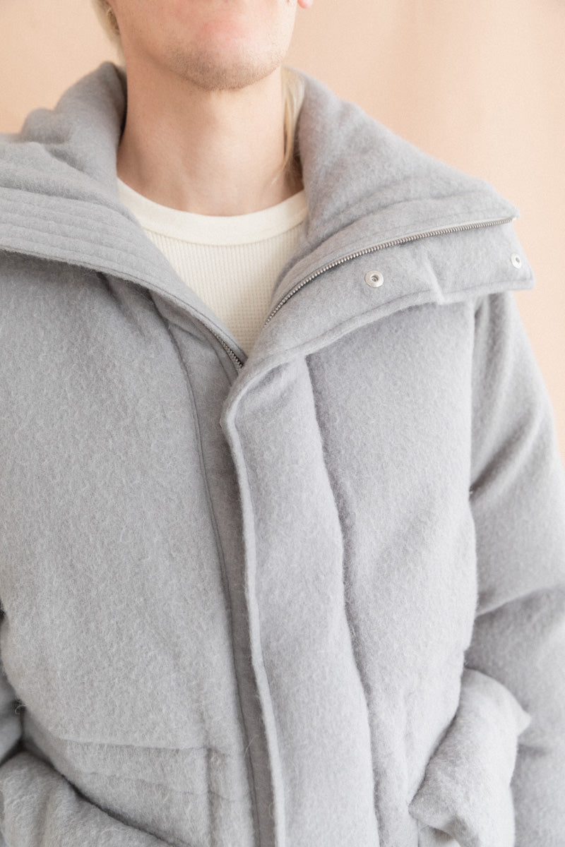 ジャケット・アウター AURALEE BRUSHED ALPACA WOOL DOWN BLOUSON AURALEE Gray Brushed Alpaca Wool Down Jacket Auralee