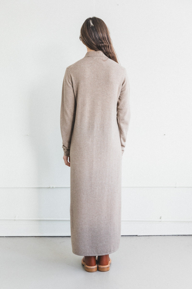 BABY CASHMERE KNIT SHIRT ONE-PIECE IN NATURAL BROWN