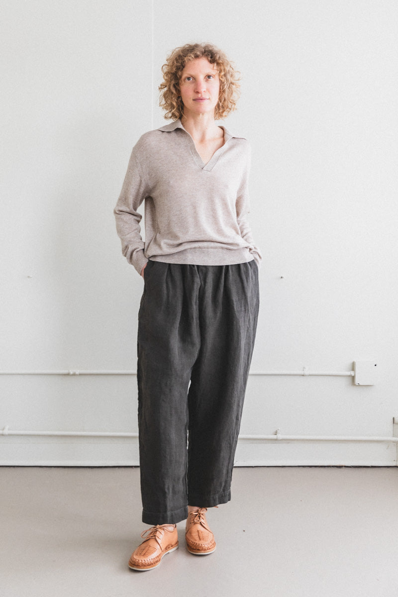 トップス SUPER FINE CASHMERE SILK KNIT SKIPPER PO SUPER FINE CASHMERE SILK KNIT SKIPPER POLO IN TOP BEIGE