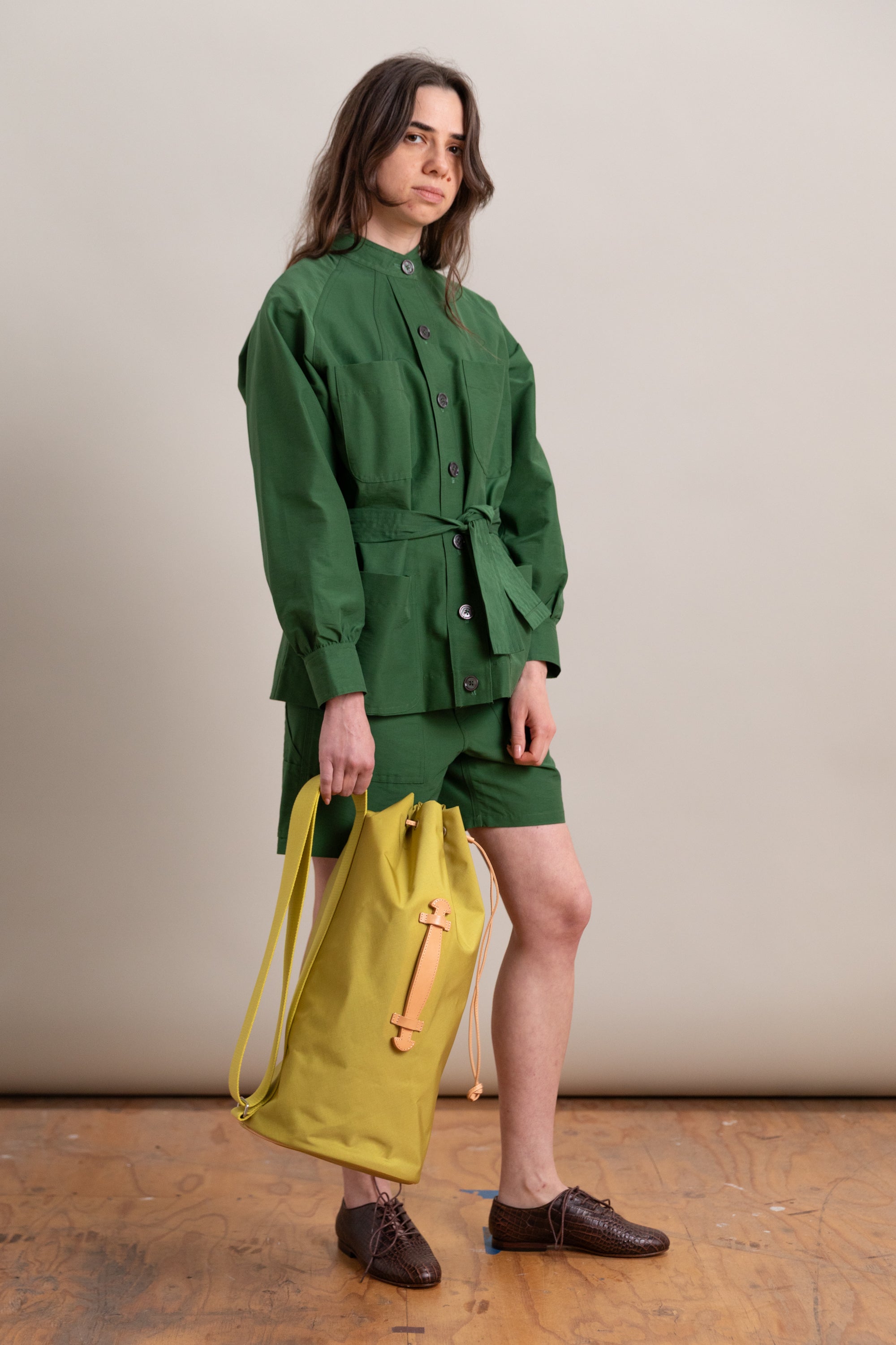 CORDURA NYLON SHOULDER BAG IN LIME YELLOW