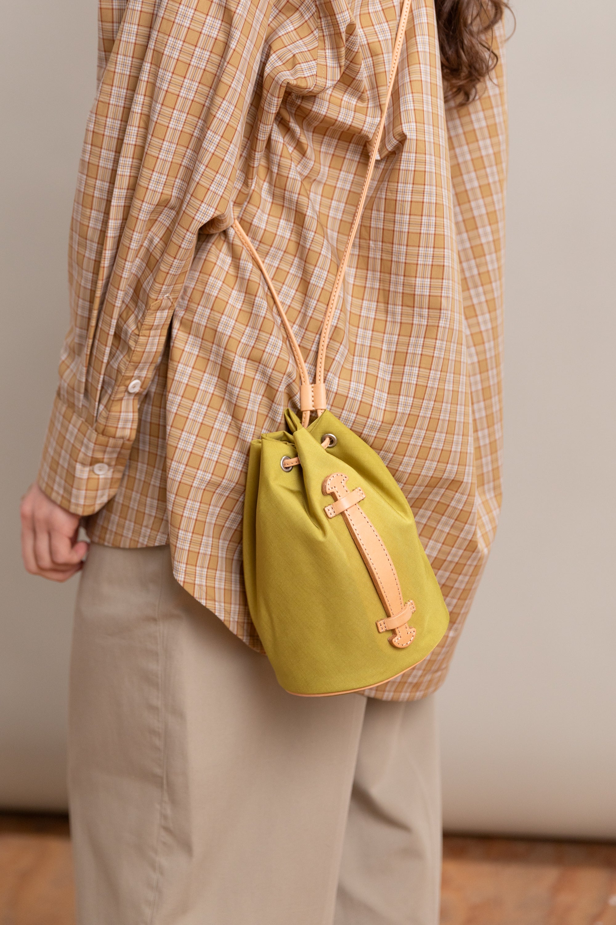 CORDURA NYLON SMALL SHOULDER BAG IN LIME YELLOW