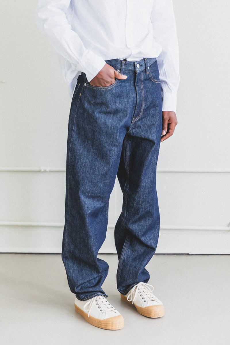 HARD TWIST DENIM WIDE PANTS IN INDIGO