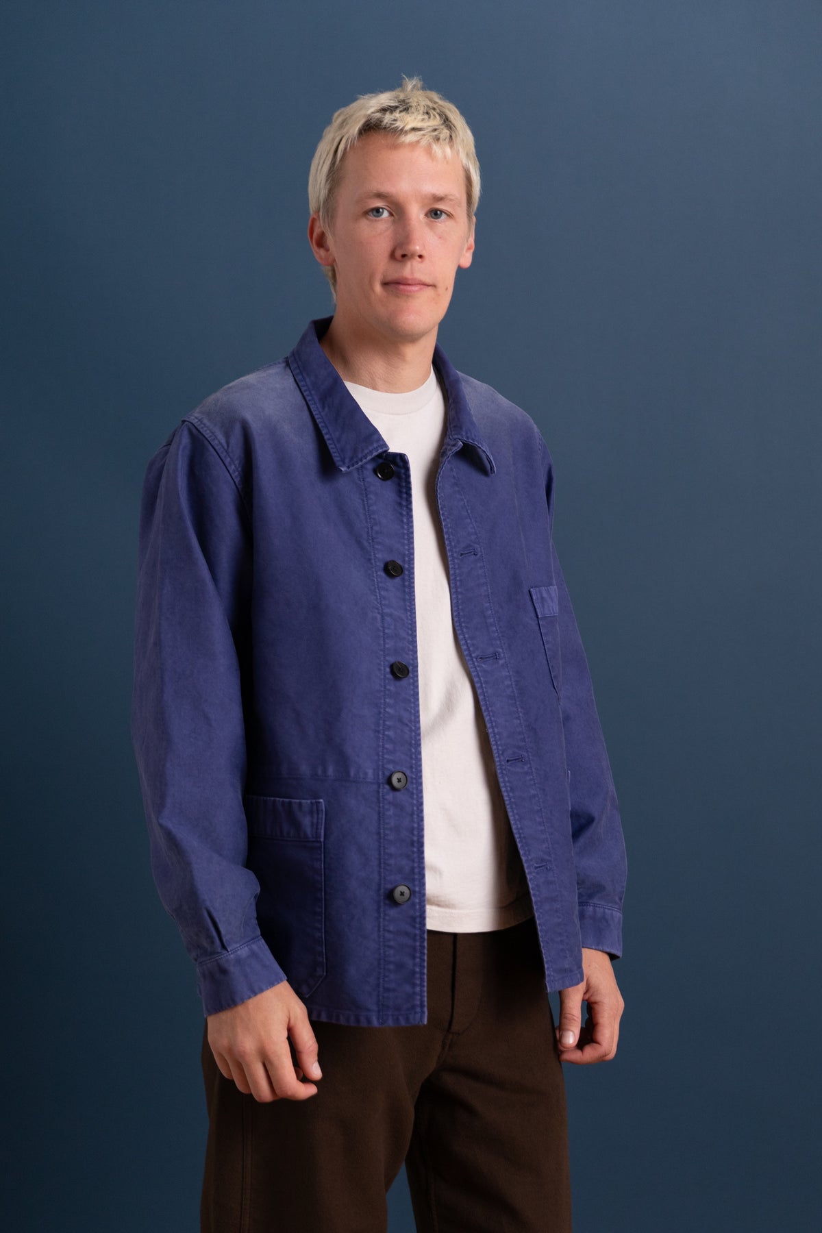 GARMENT-DYED ORGANIC COTTON HEAVY MOLESKIN COVERALL IN FADED NAVY