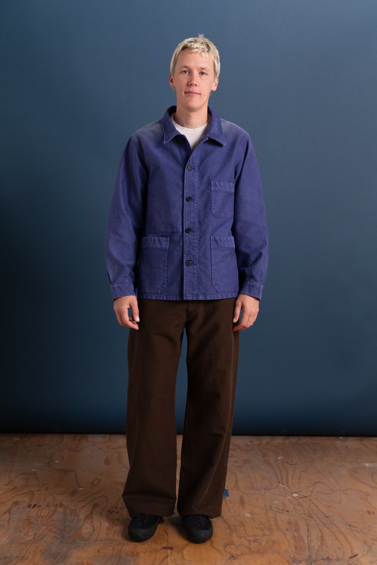 GARMENT-DYED ORGANIC COTTON HEAVY MOLESKIN COVERALL IN FADED NAVY