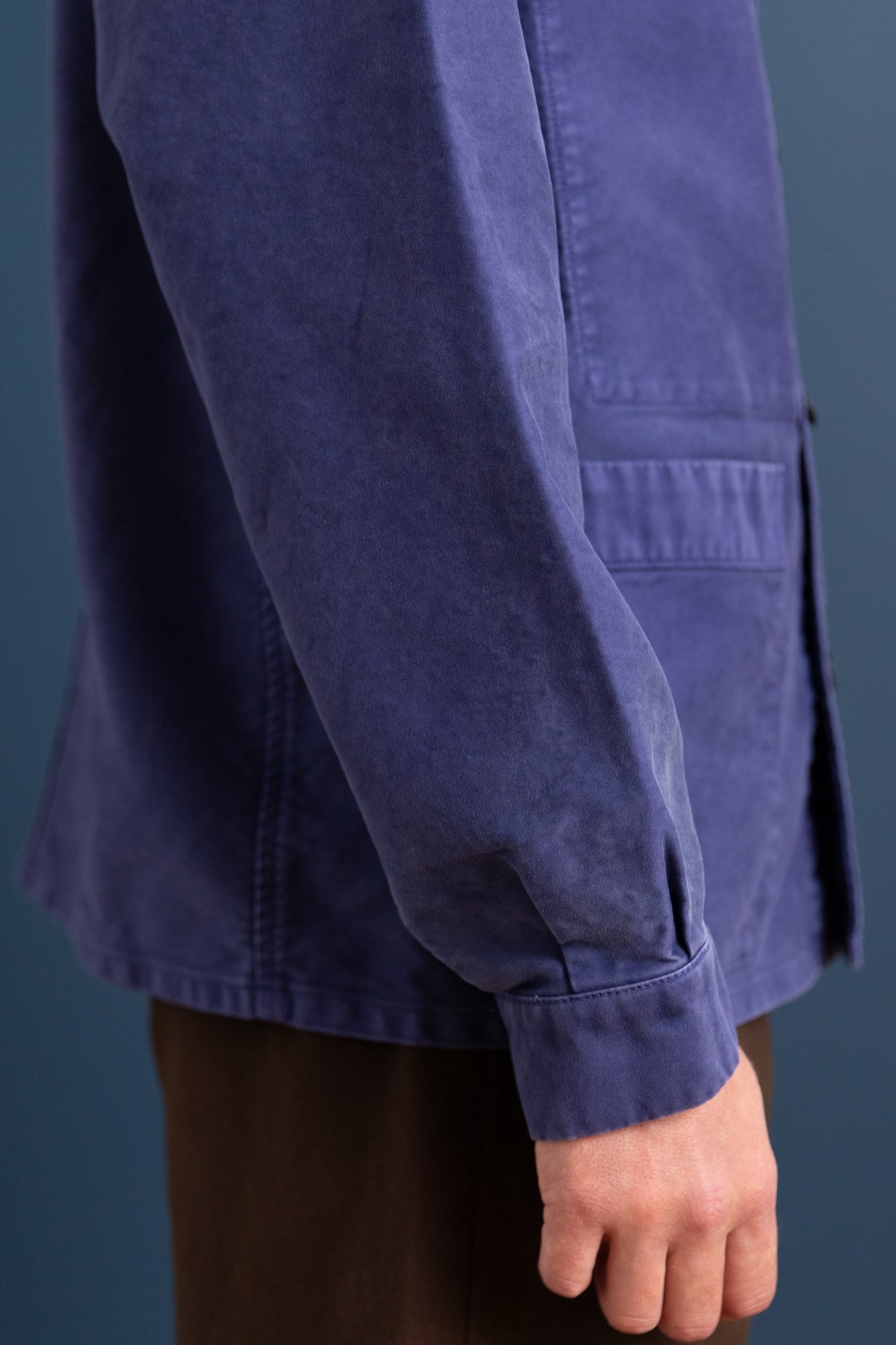 GARMENT-DYED ORGANIC COTTON HEAVY MOLESKIN COVERALL IN FADED NAVY