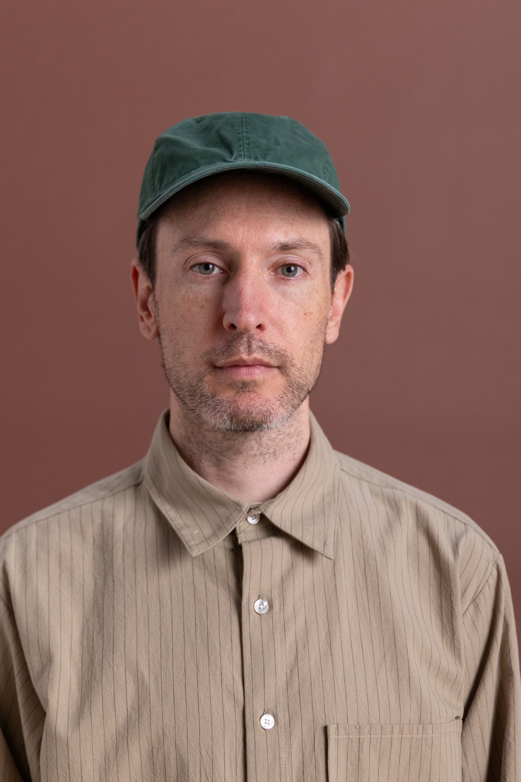 PRODUCT DYED FINX CHINO CAP MADE BY KIJIMATAKAYUKI IN DUSTY GREEN